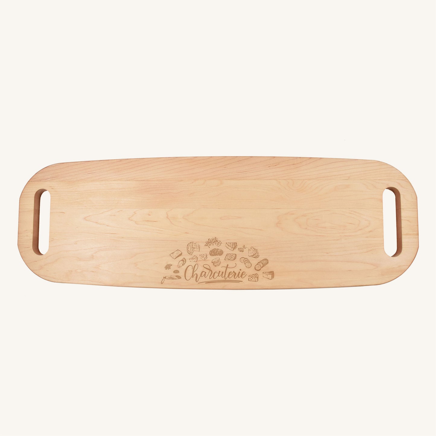 Bandeja para servir de madera con asas en ambos extremos