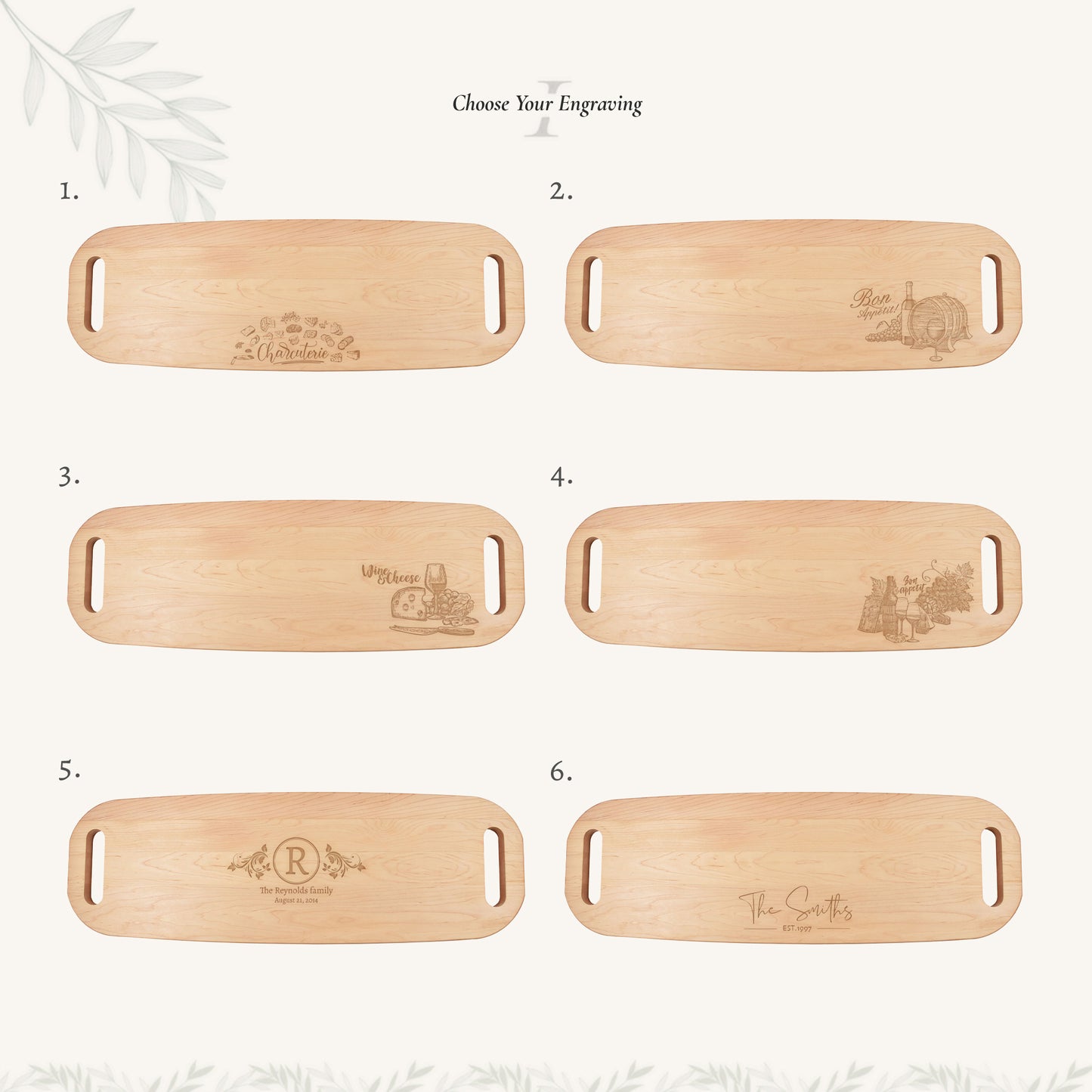 Bandeja para servir de madera con asas en ambos extremos