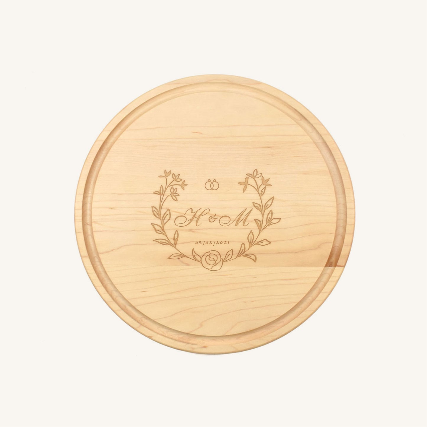 Planche à découper en bois ronde de 10 1/2 pouces