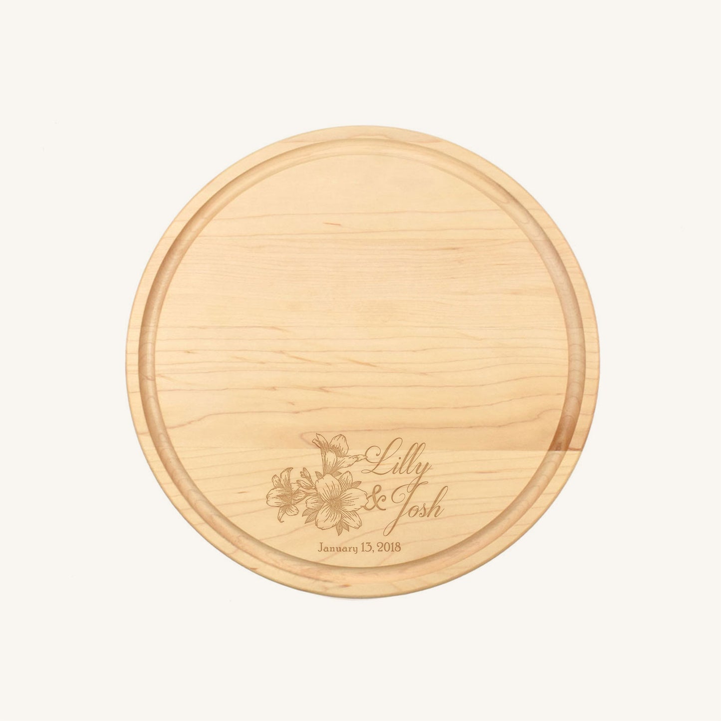 Planche à découper en bois ronde de 10 1/2 pouces