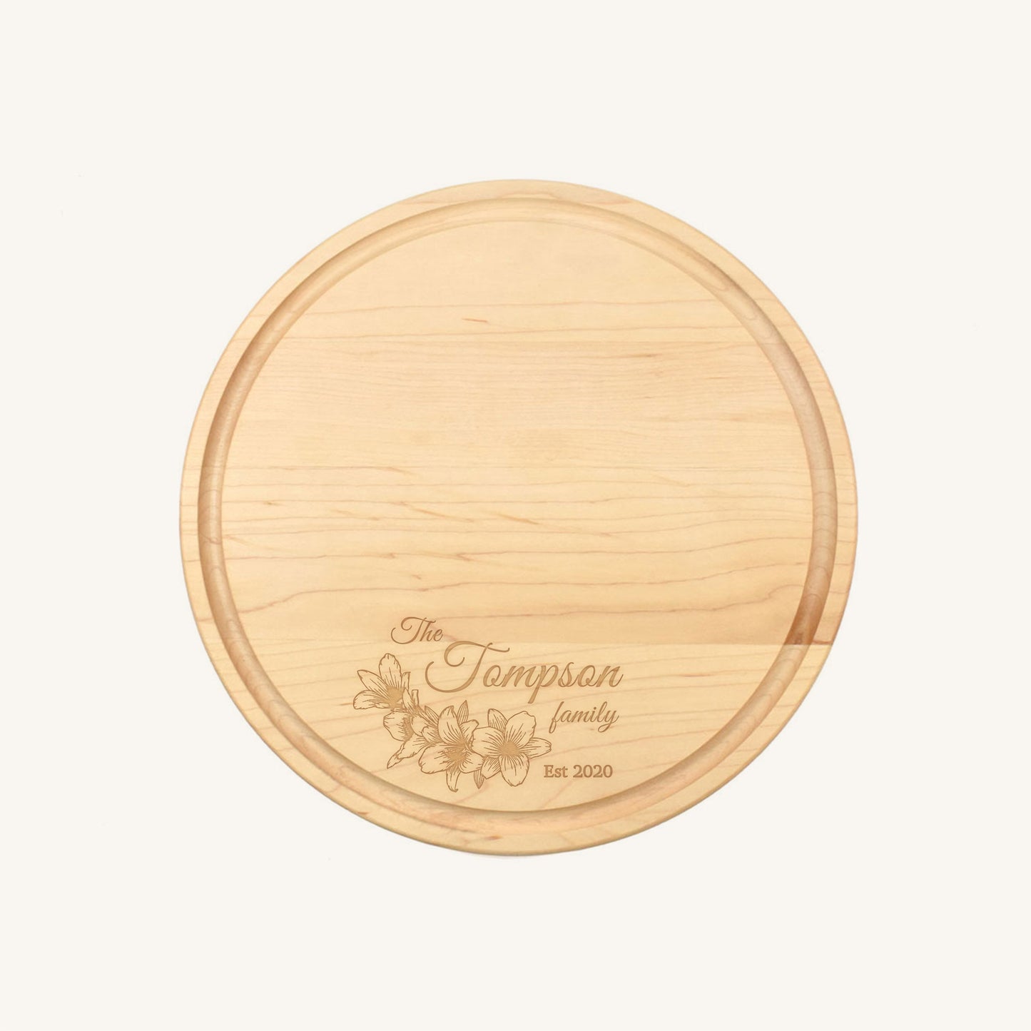 Planche à découper en bois ronde de 10 1/2 pouces