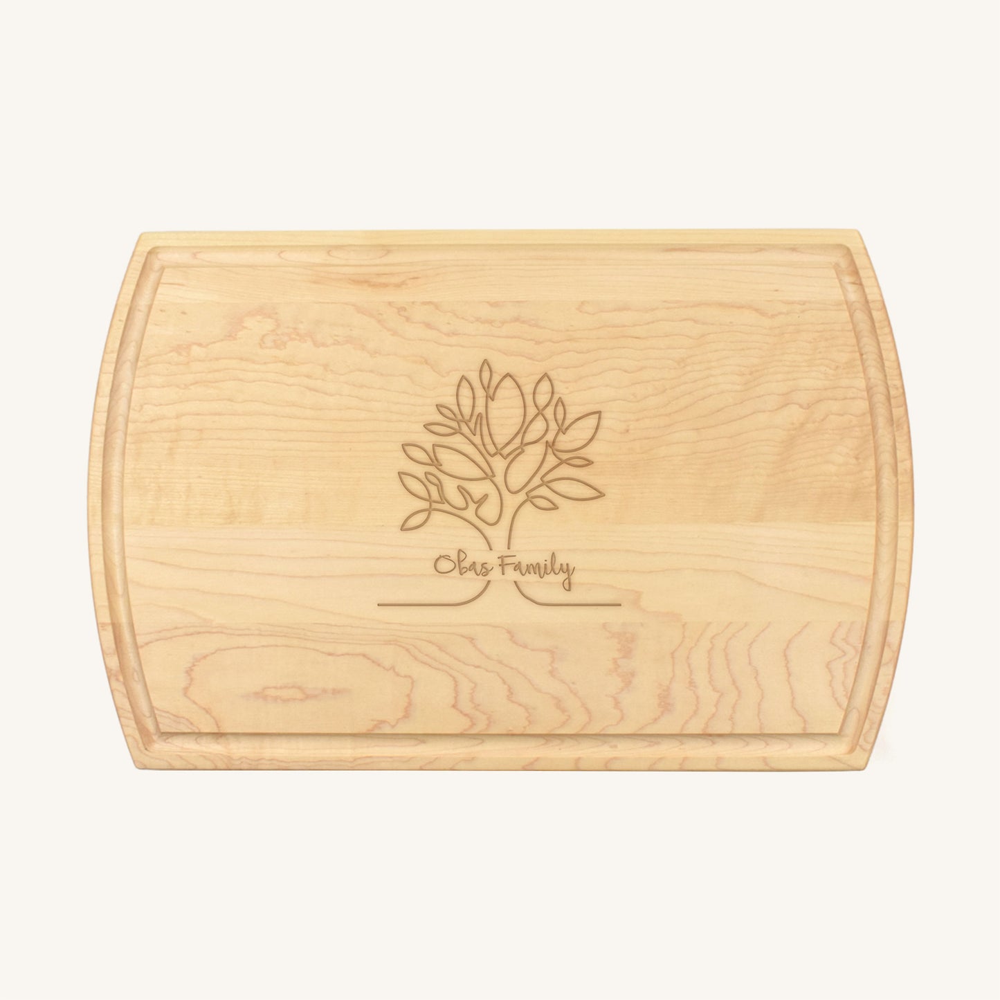 Tabla de cortar de madera grande con ranura para jugo