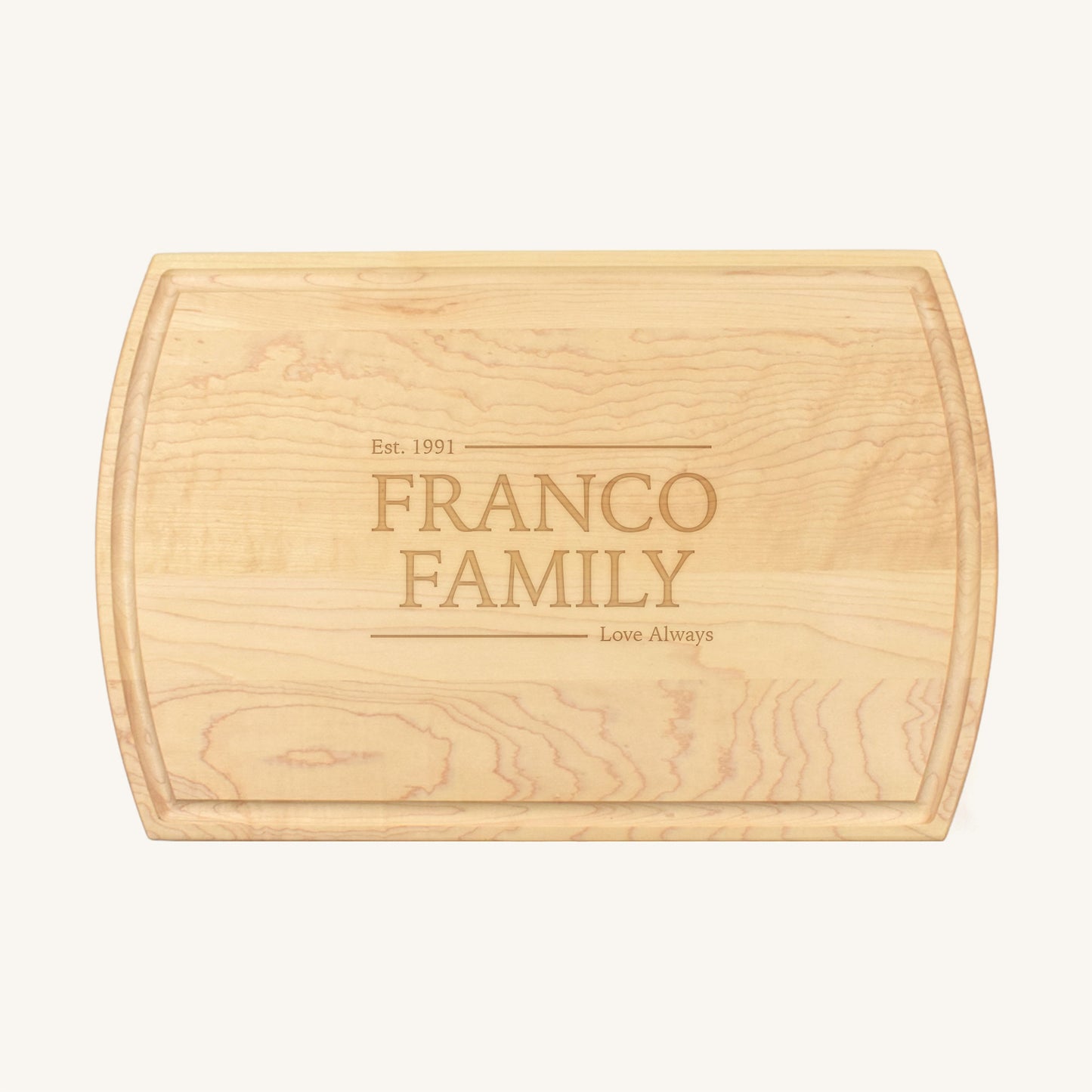 Tabla de cortar de madera grande con ranura para jugo