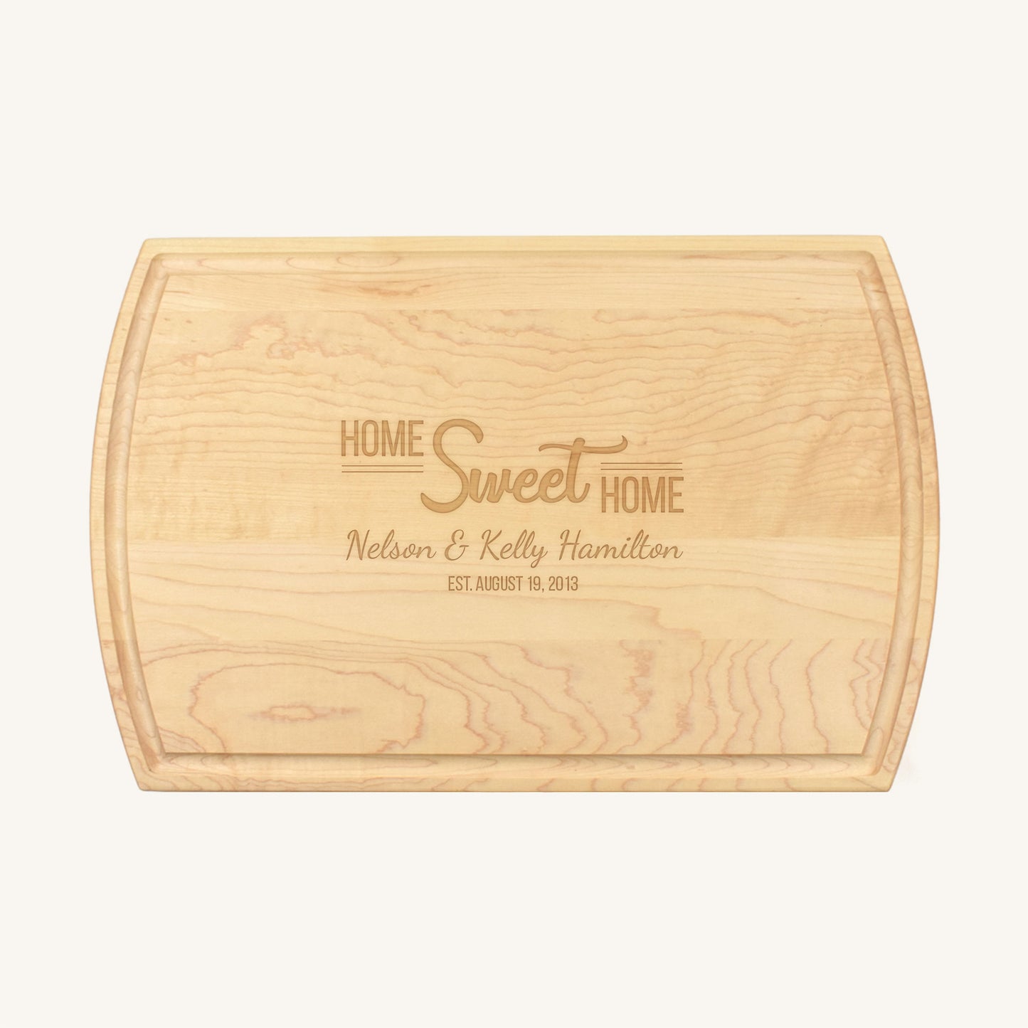 Tabla de cortar de madera grande con ranura para jugo