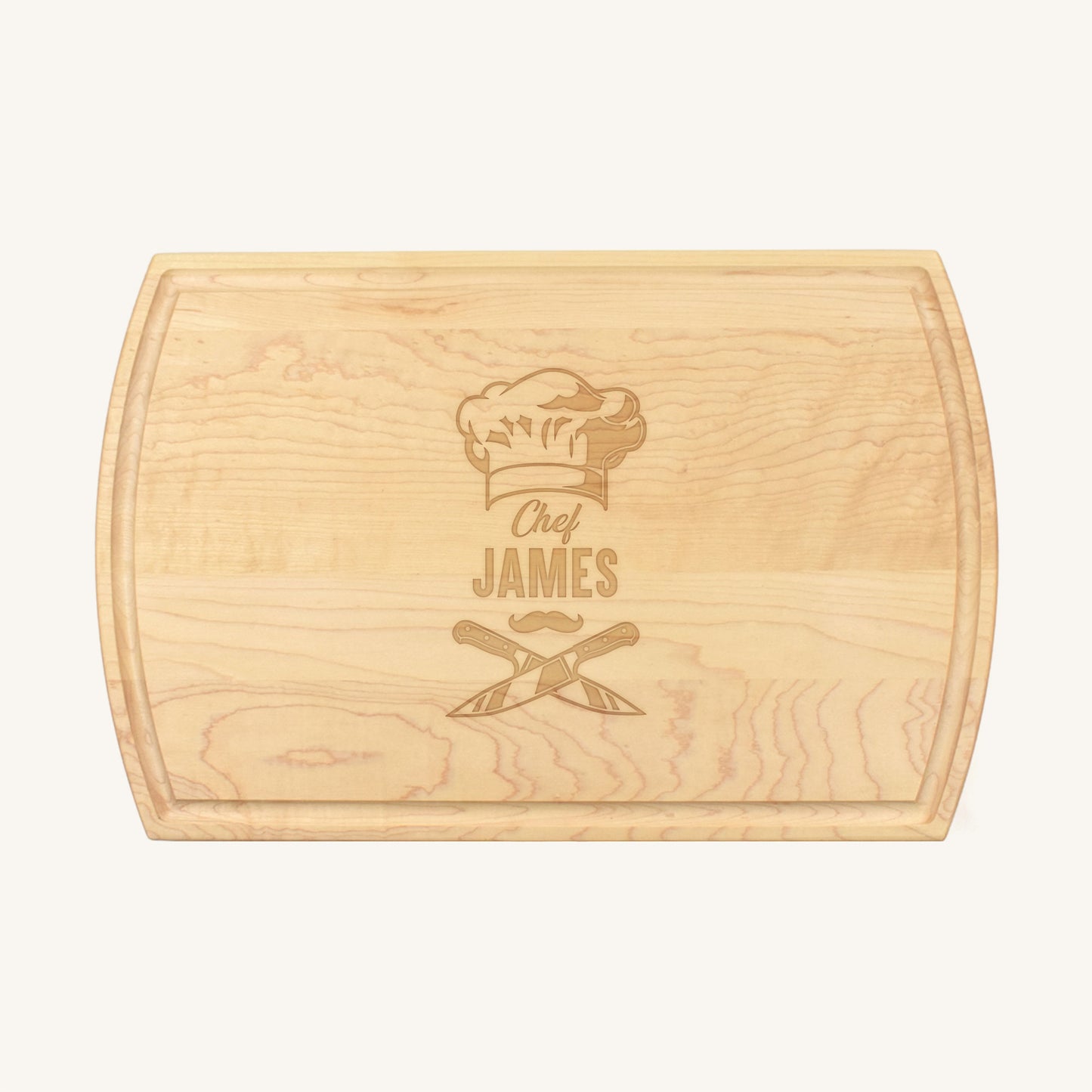 Tabla de cortar de madera grande con ranura para jugo