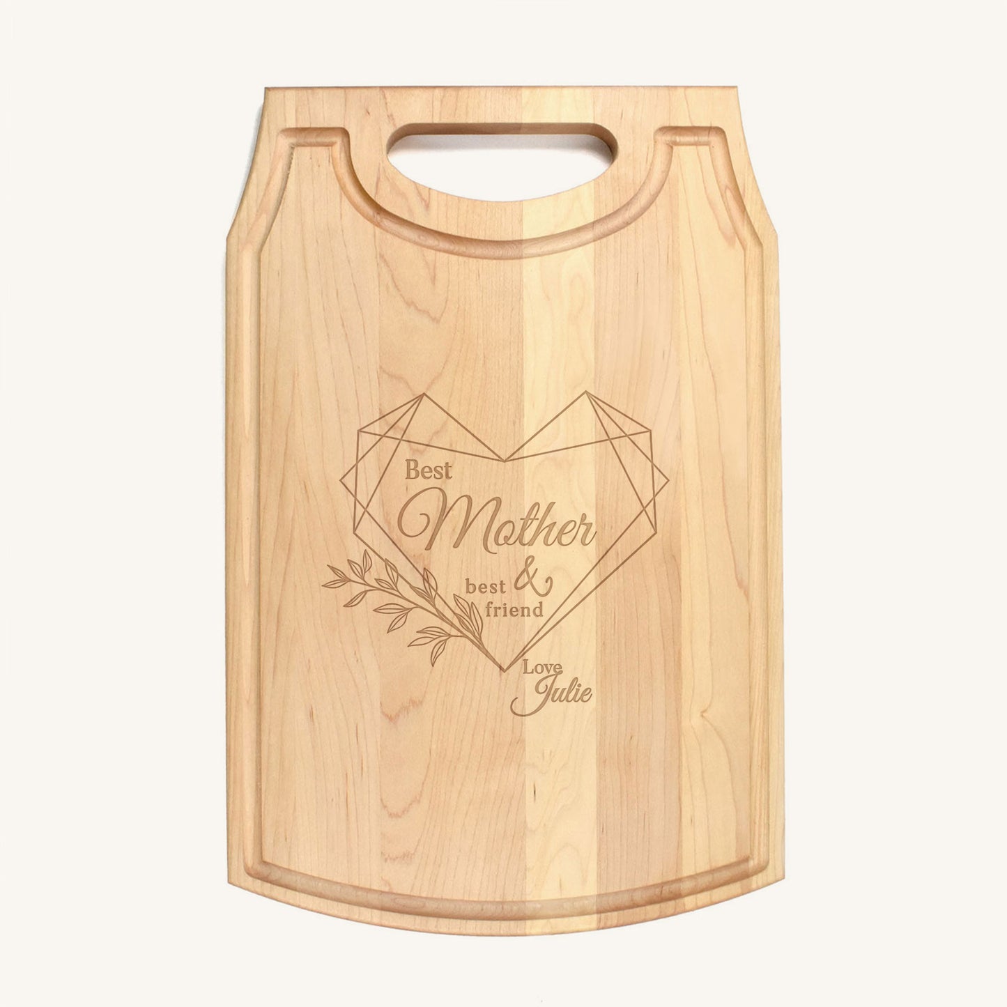 Large Wood Cutting Board with Handle and Mother's Day Designs