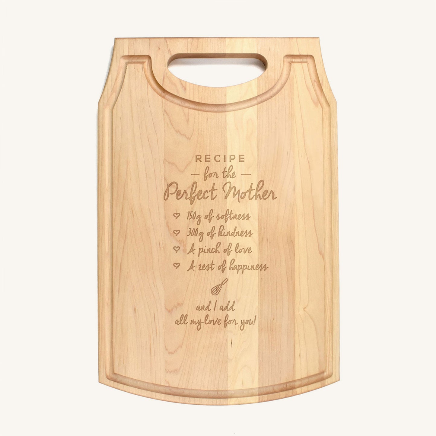 Large Wood Cutting Board with Handle and Mother's Day Designs