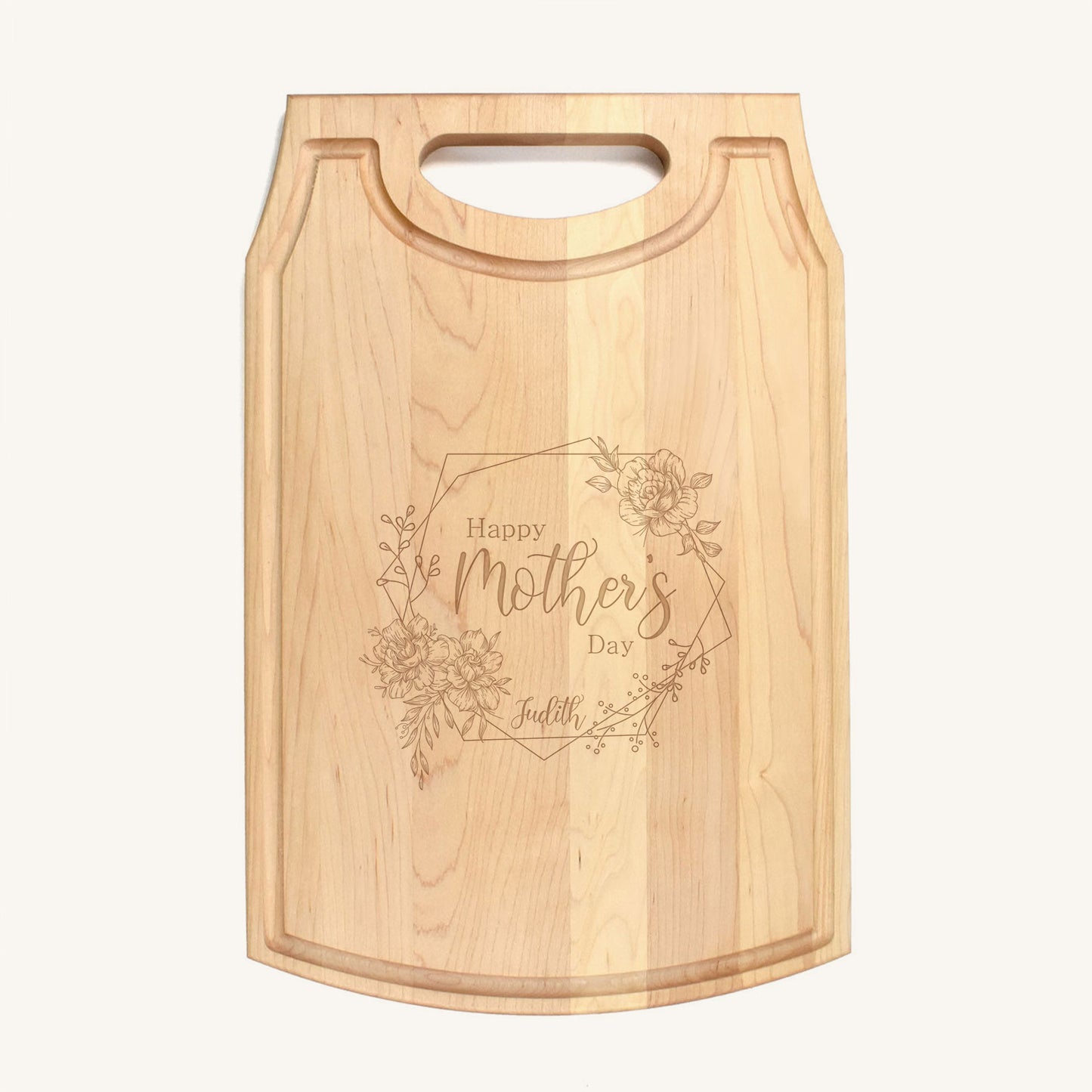 Large Wood Cutting Board with Handle and Mother's Day Designs