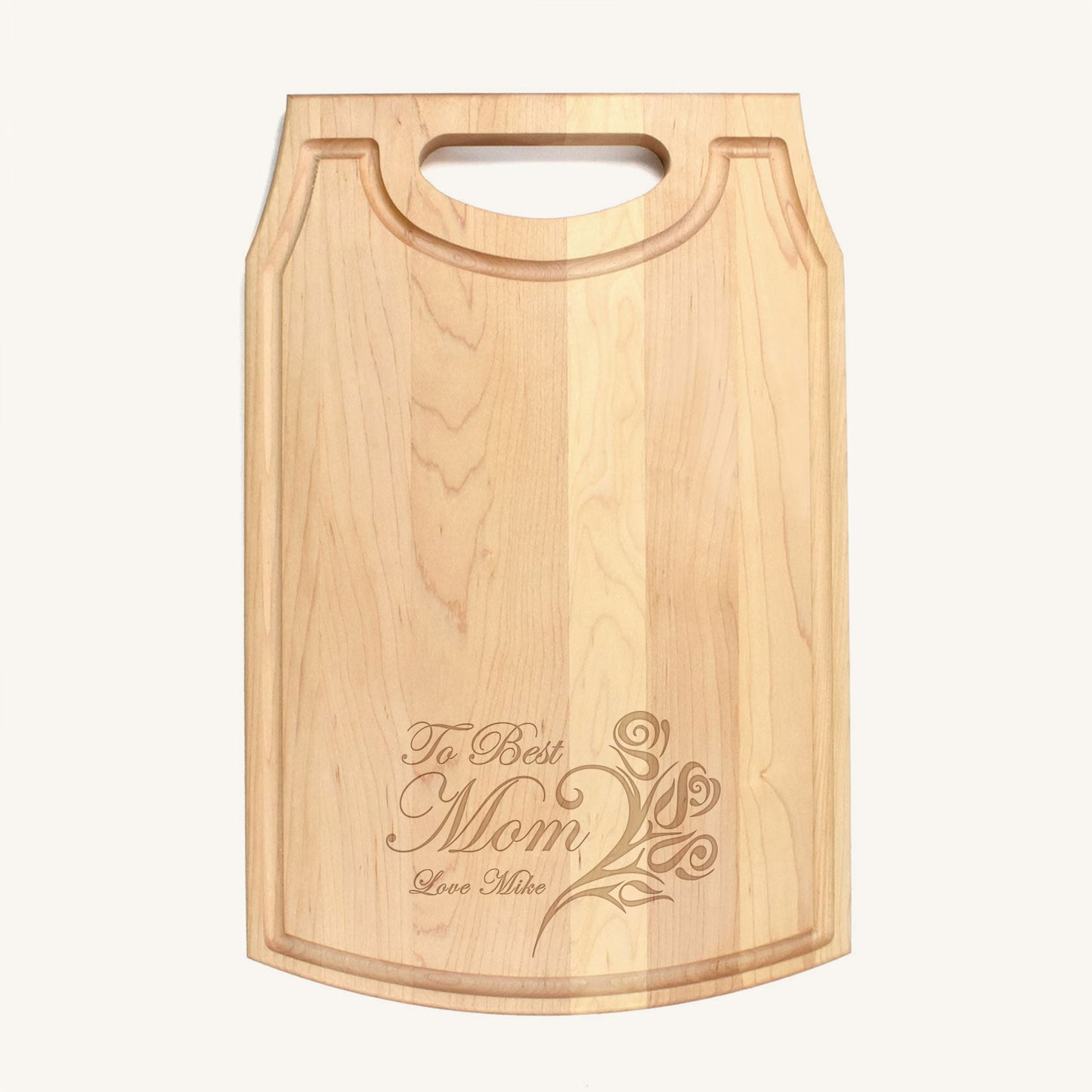 Large Wood Cutting Board with Handle and Mother's Day Designs