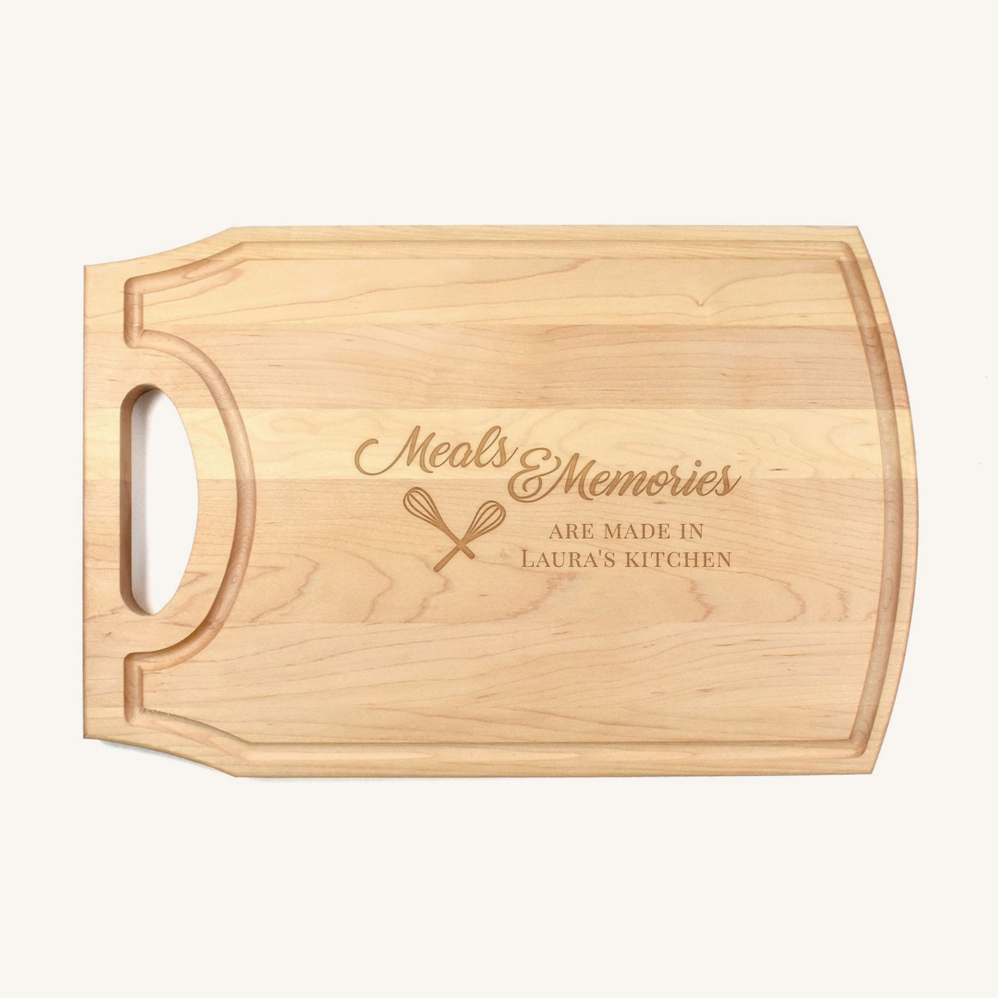 Tabla de cortar de madera grande con mango y ranura para jugo