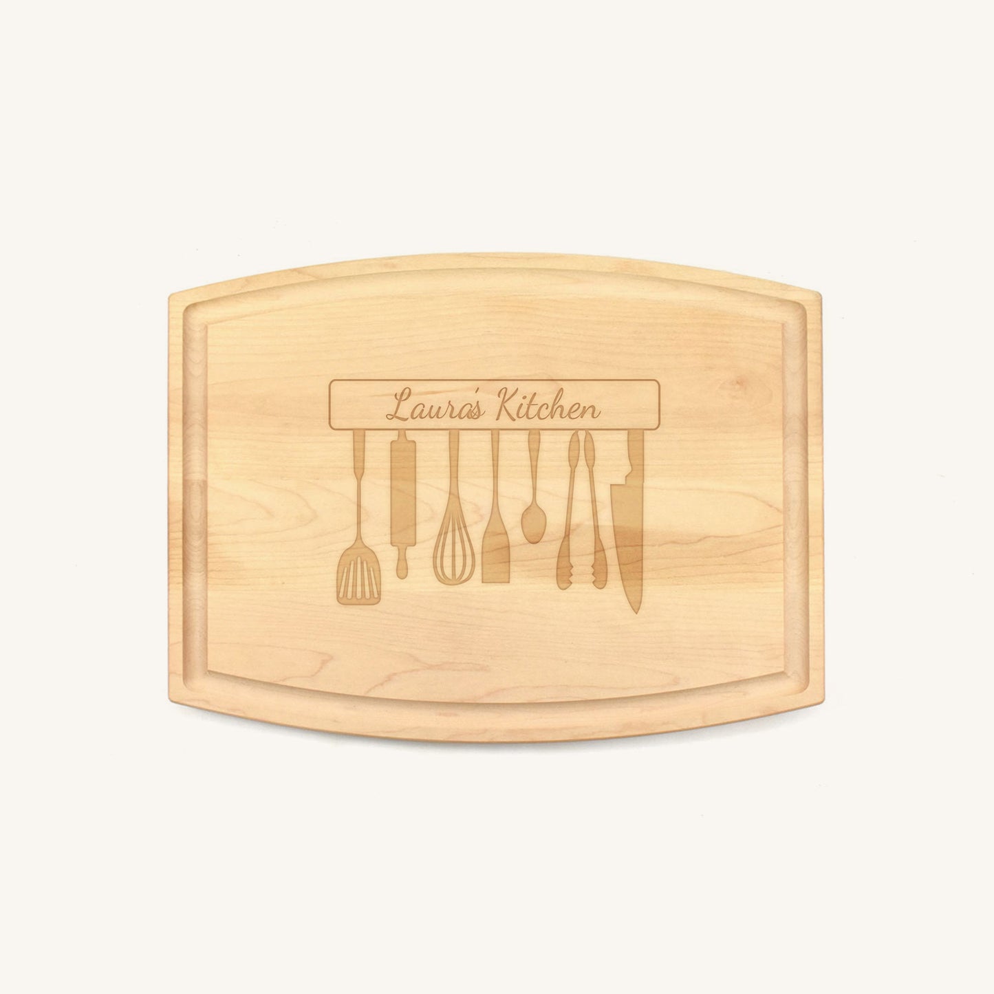 Arched Wood Cutting Board with Juice Groove