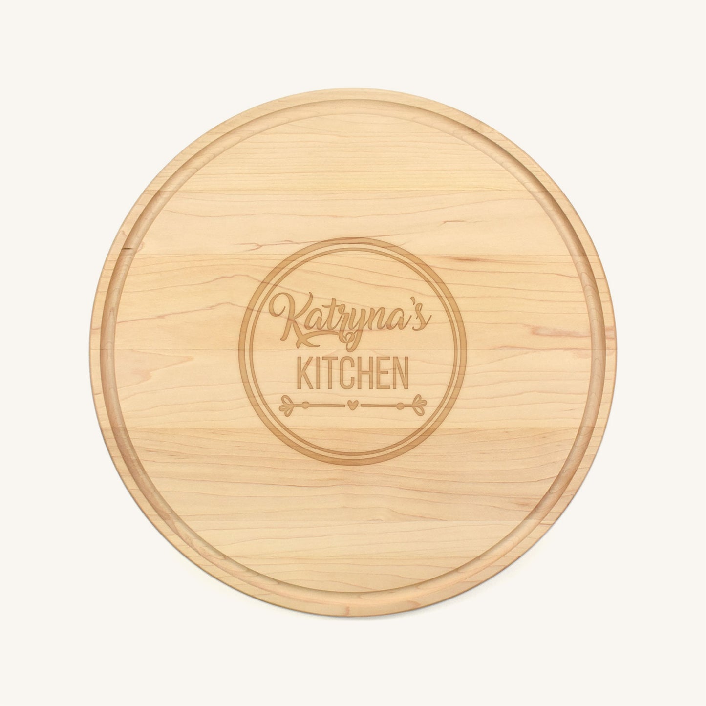 Tabla de cortar de madera redonda de 13 1/2 pulgadas