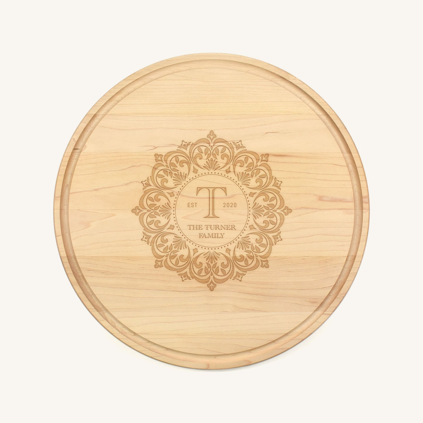 Tabla de cortar de madera redonda de 13 1/2 pulgadas
