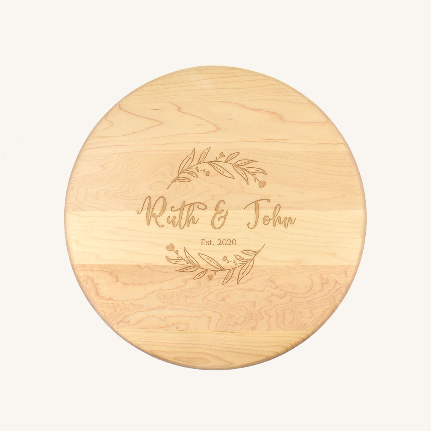 Tabla de cortar de madera redonda de 15 pulgadas