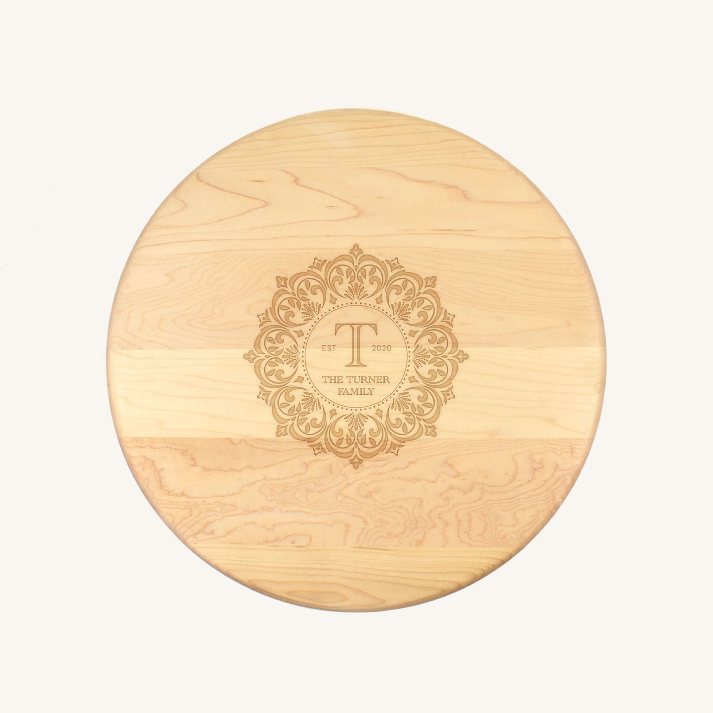 Tabla de cortar de madera redonda de 15 pulgadas