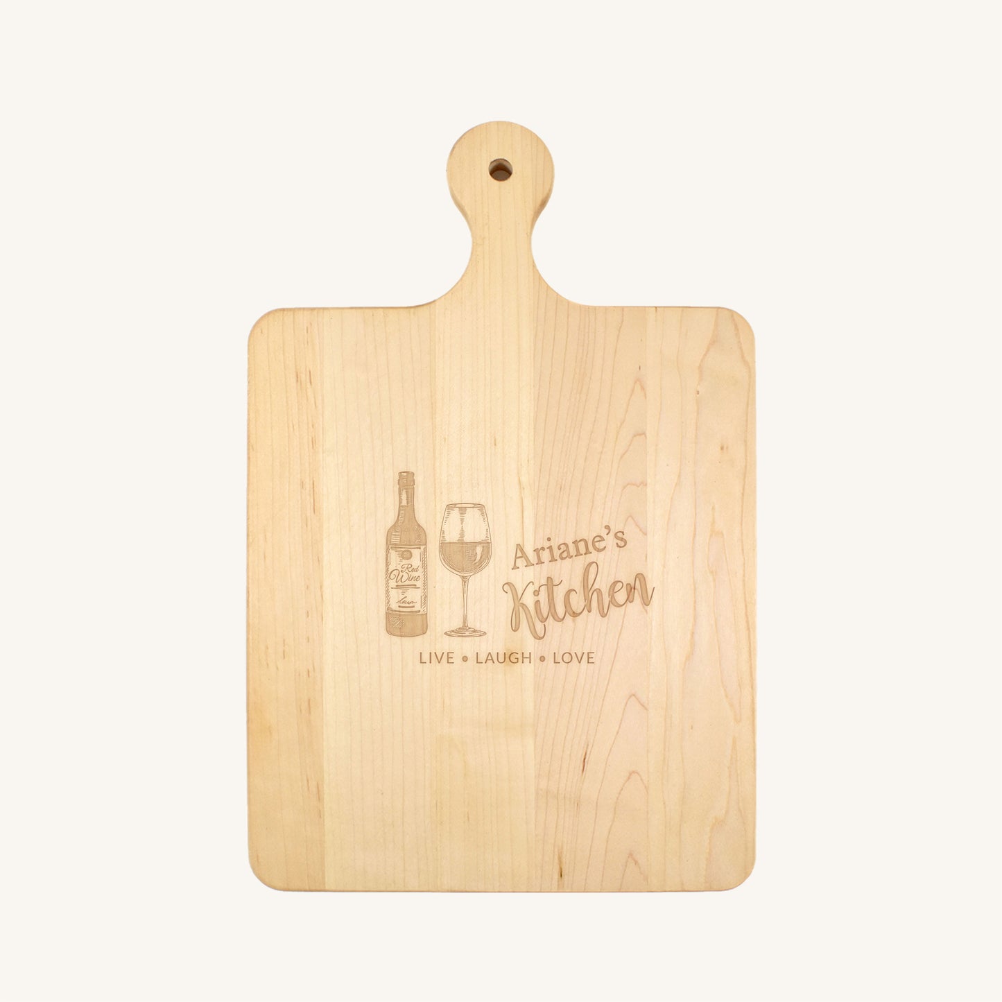 Tabla de cortar de madera con mango redondeado