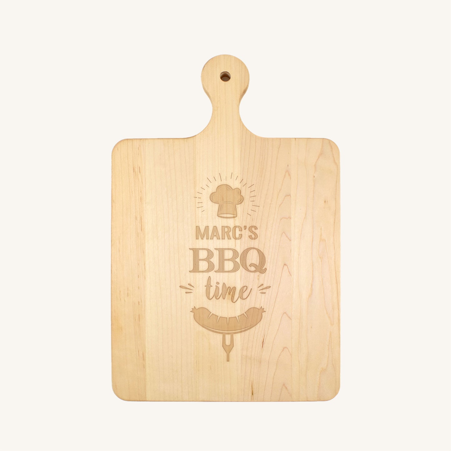 Tabla de cortar de madera con mango redondeado