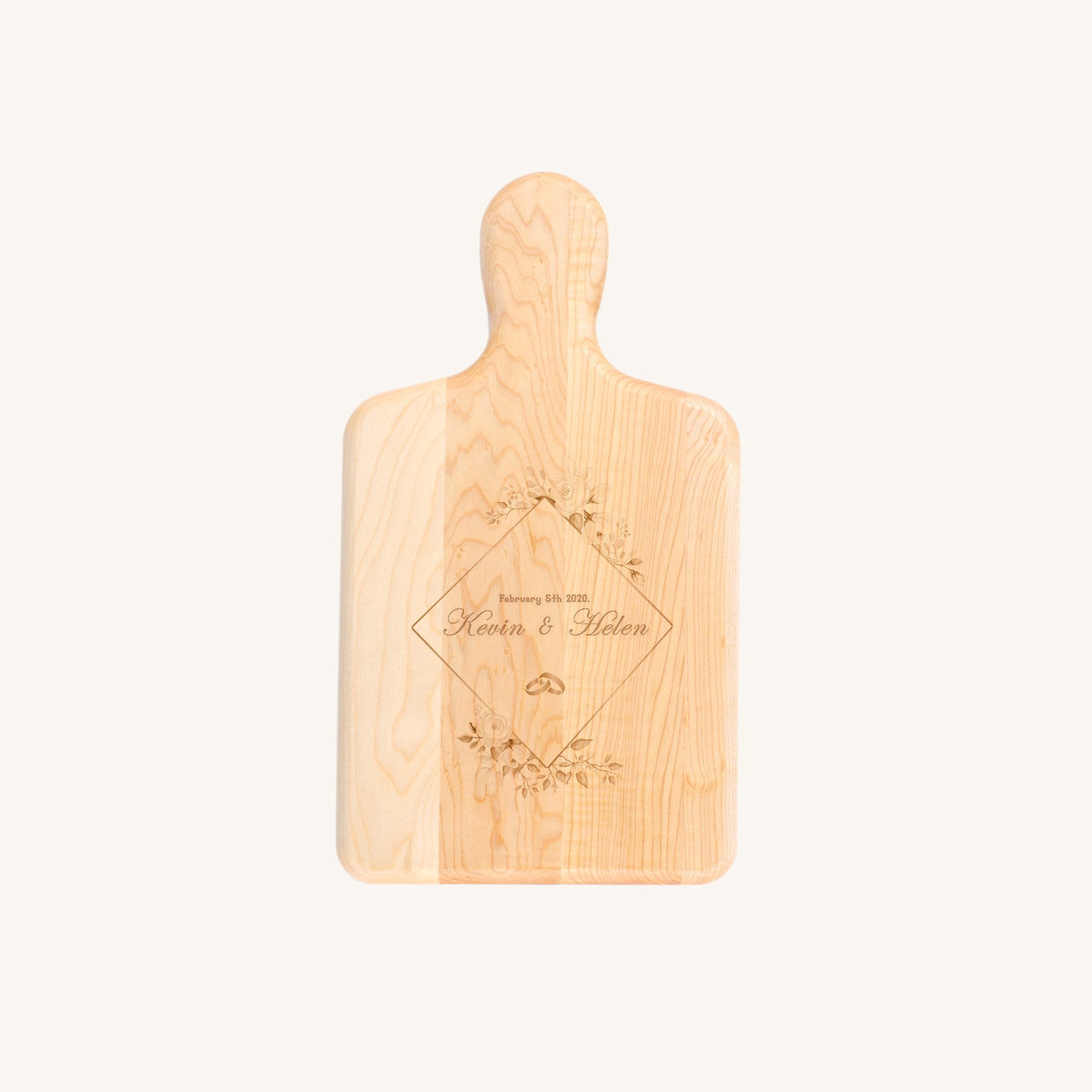 Tabla de servir de madera de arce con mango y punta redondeada