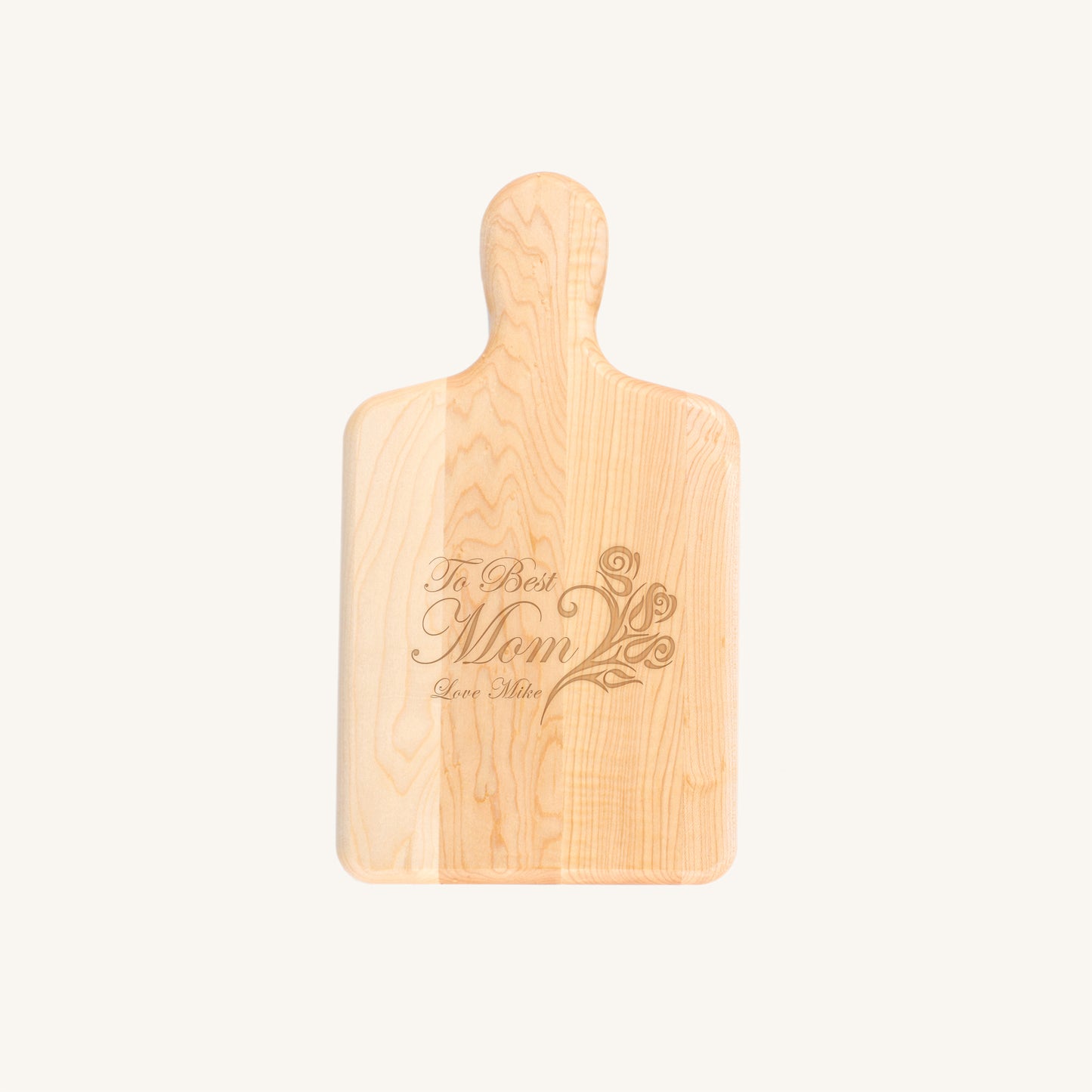 Tabla de servir de madera de arce con mango y punta redondeada