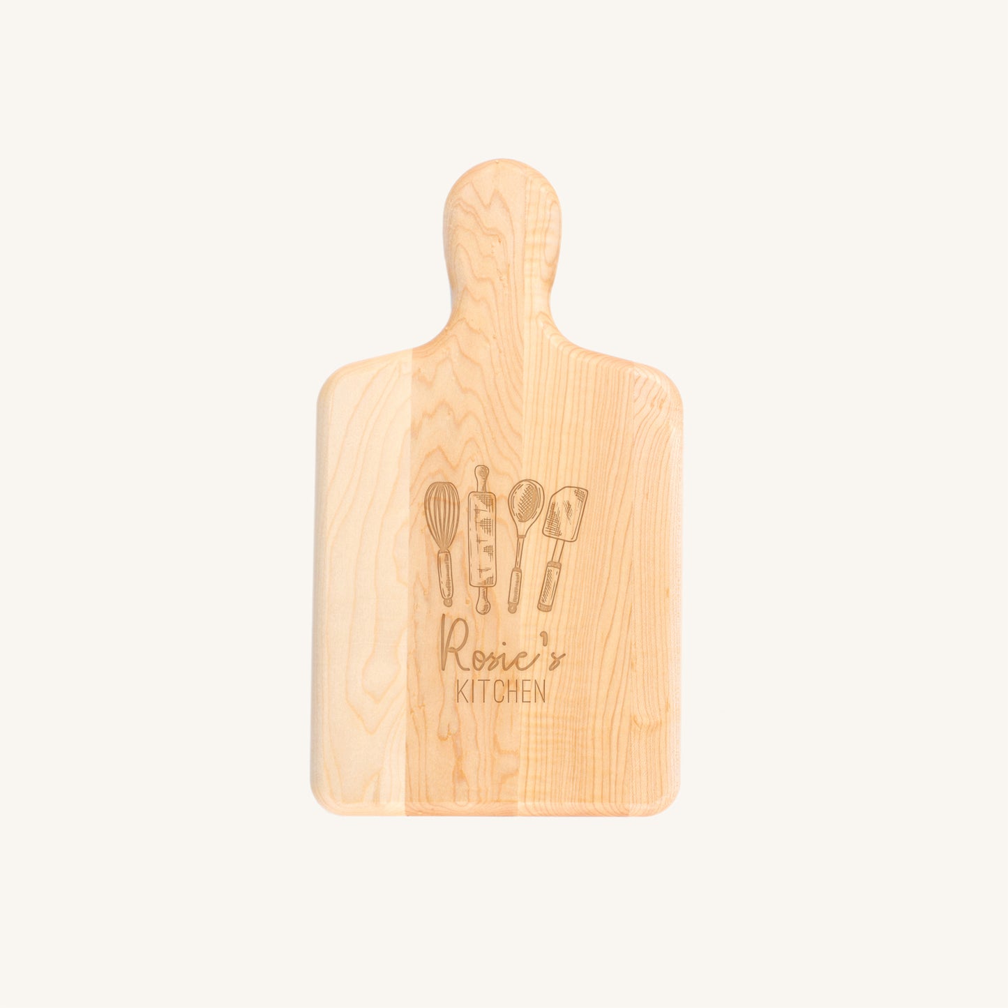 Tabla de servir de madera de arce con mango y punta redondeada