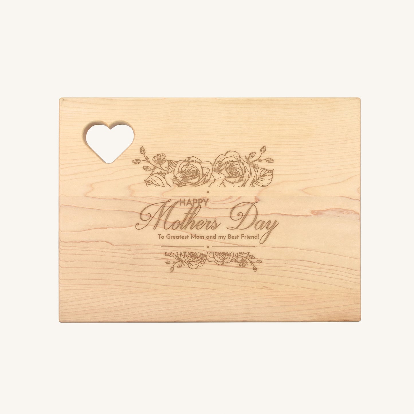 Wood Cutting Board Rounded Corners with Heart Cutout