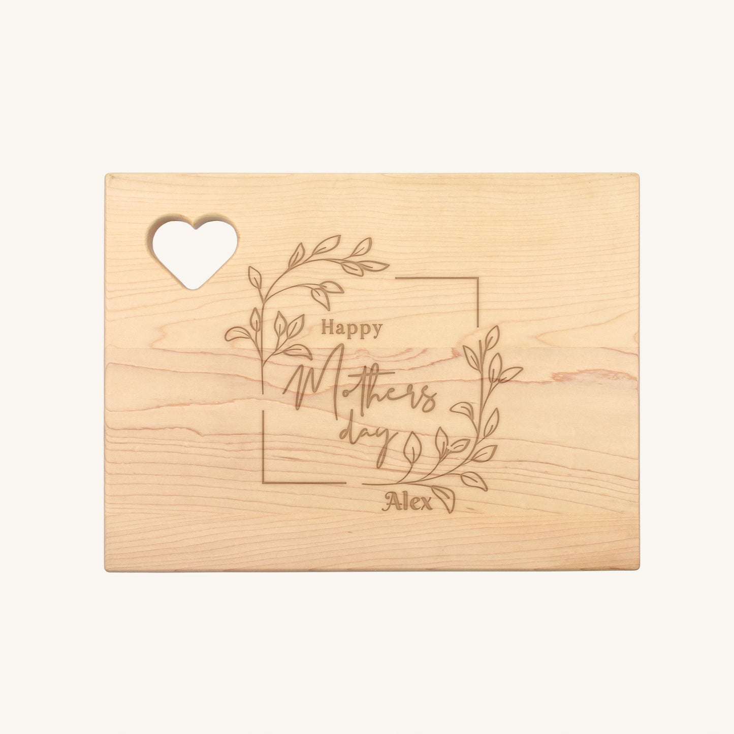 Wood Cutting Board Rounded Corners with Heart Cutout