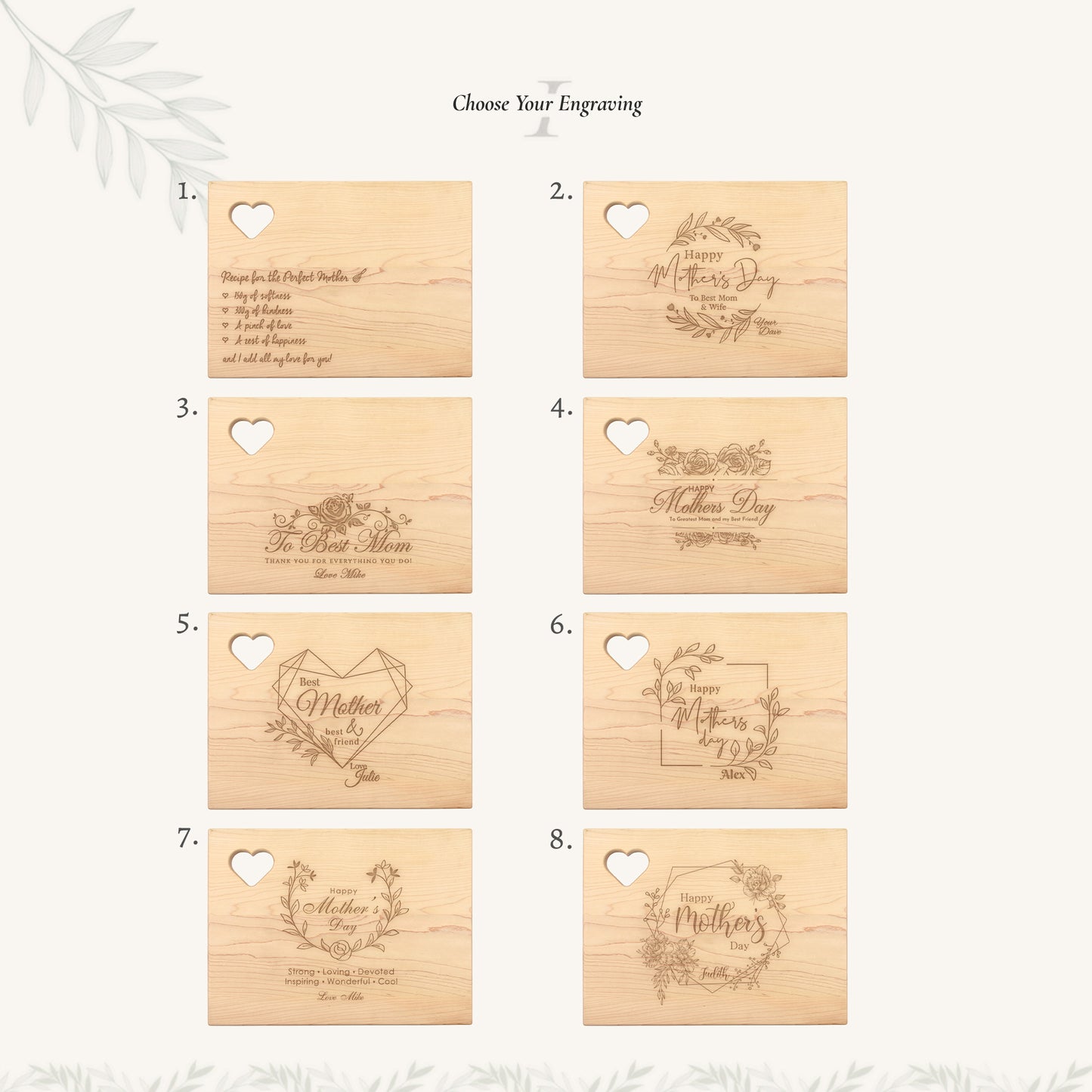 Wood Cutting Board Rounded Corners with Heart Cutout