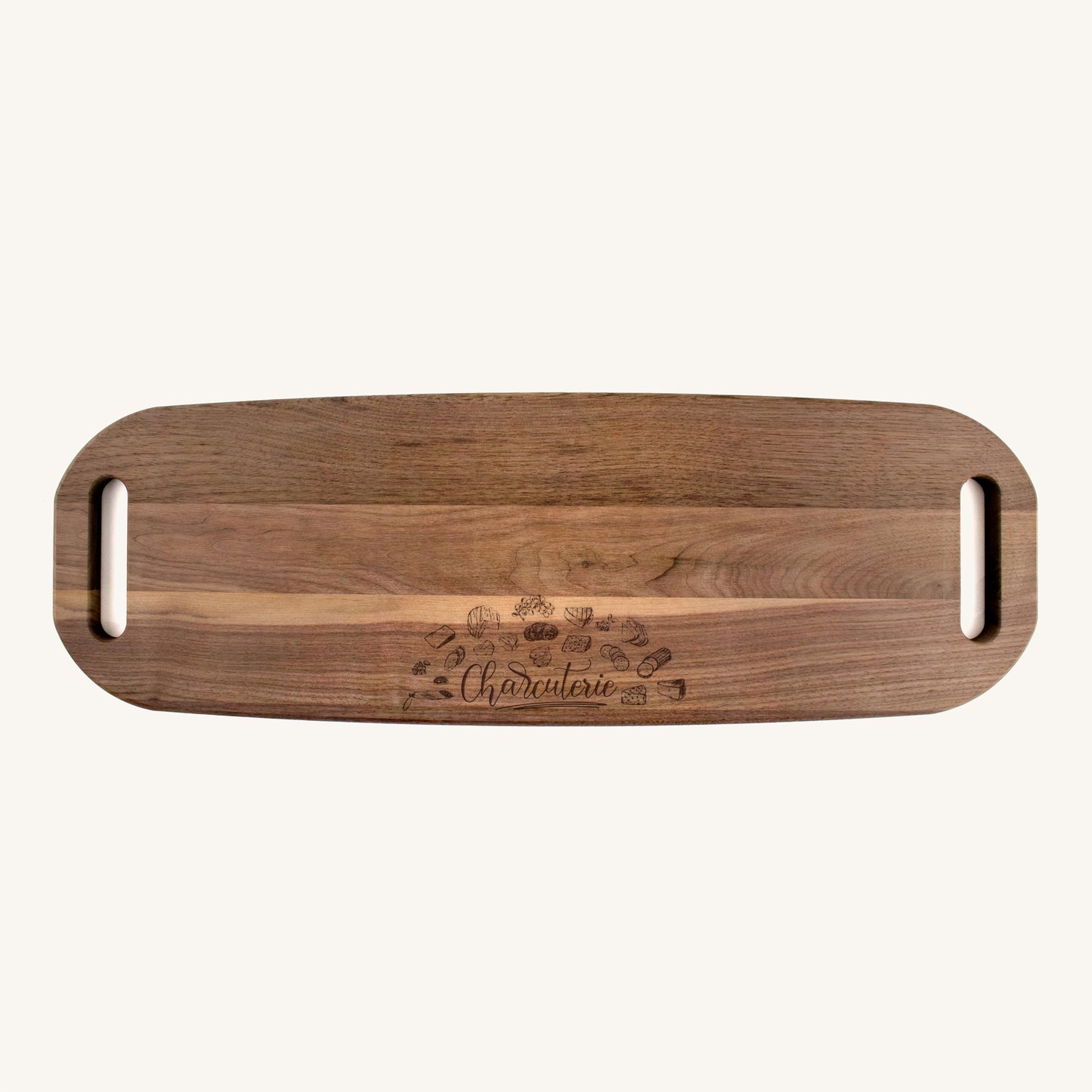 Bandeja para servir de madera con asas en ambos extremos