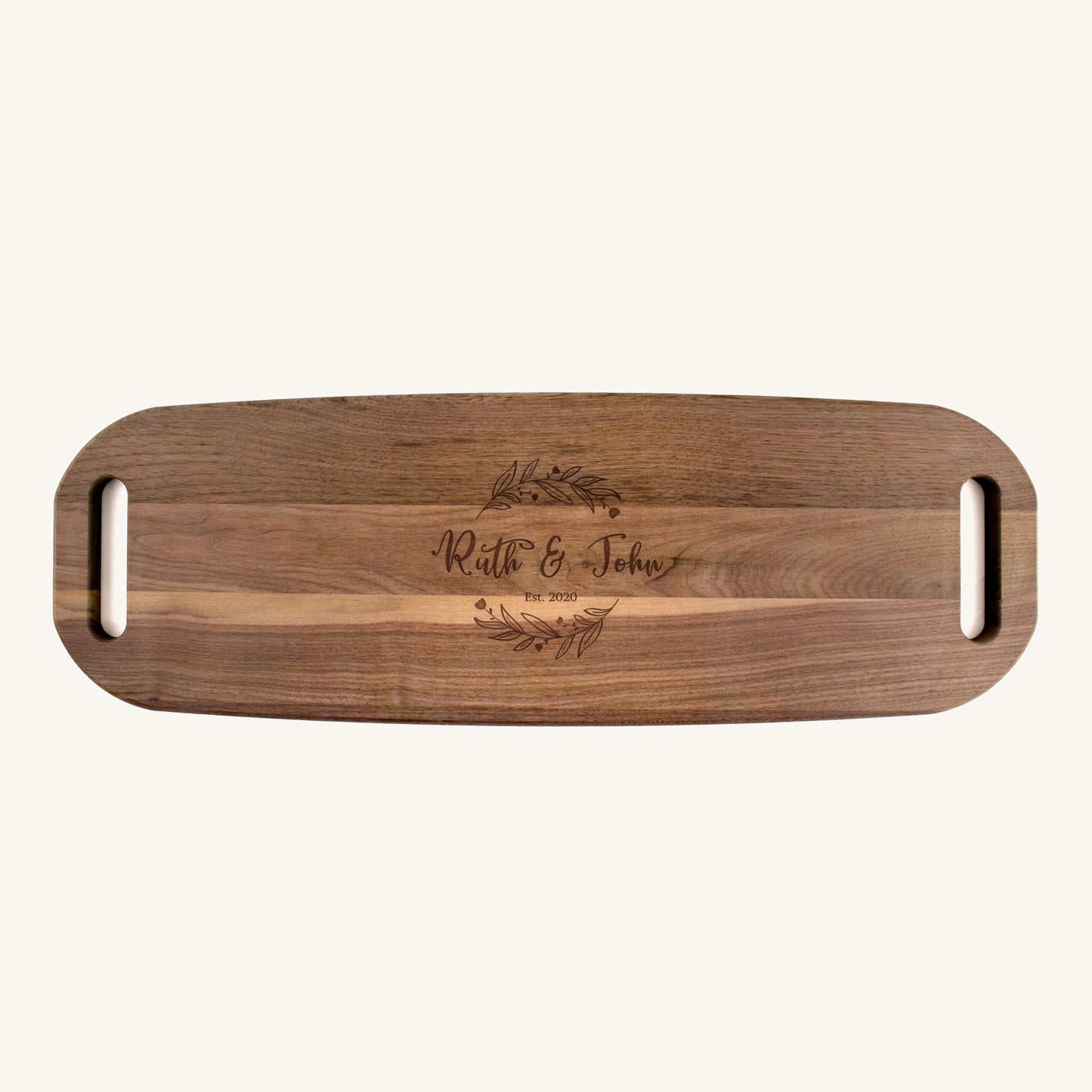 Bandeja para servir de madera con asas en ambos extremos