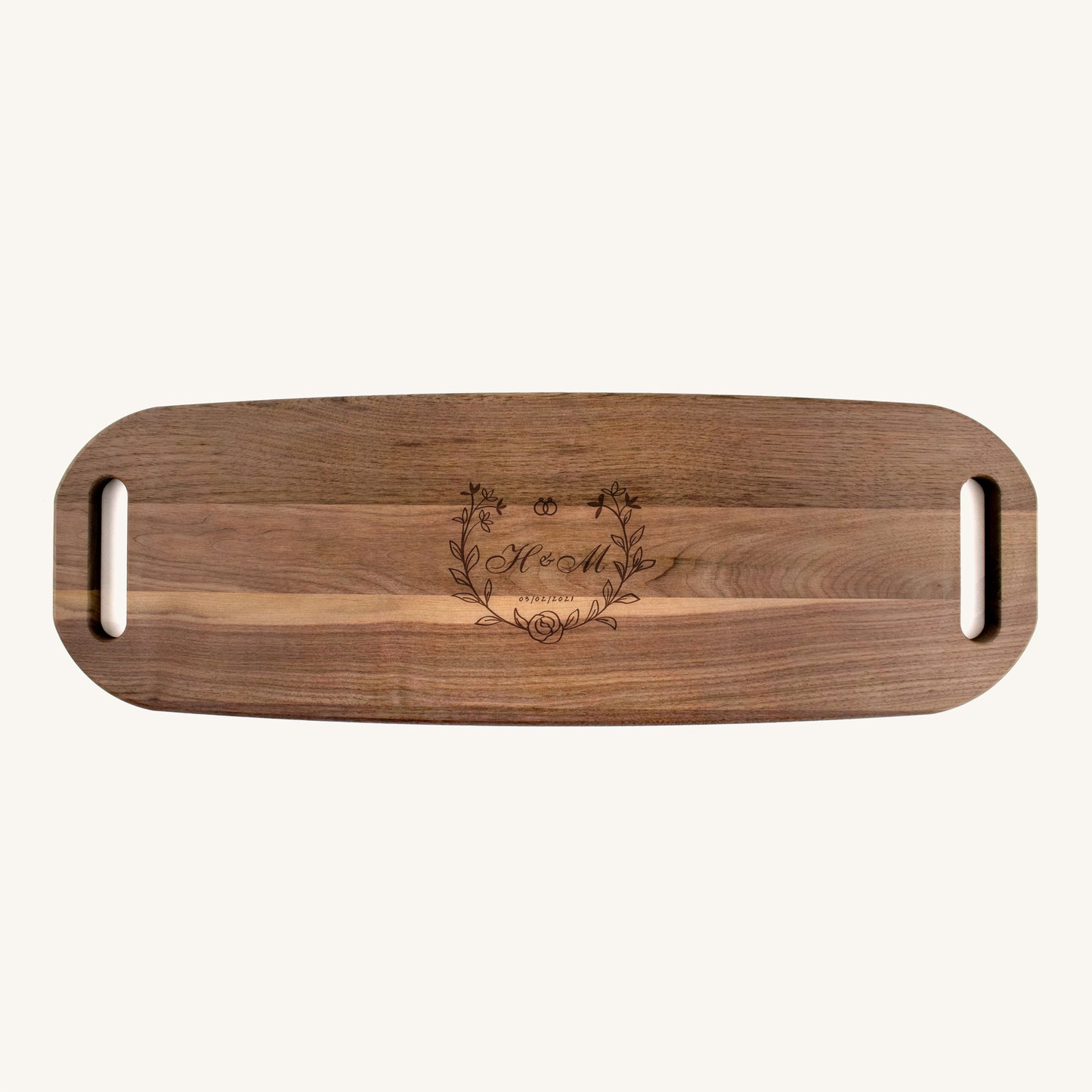 Bandeja para servir de madera con asas en ambos extremos