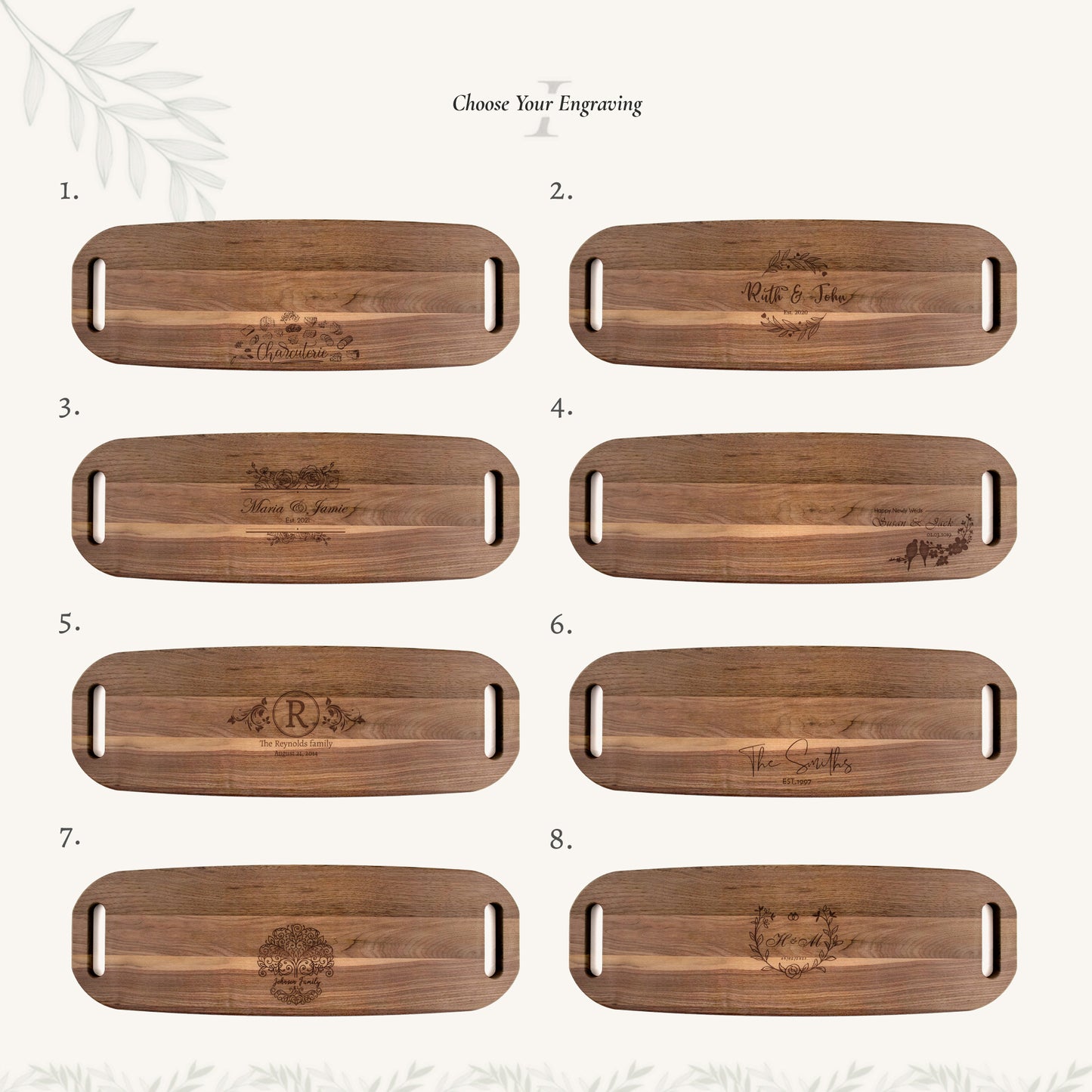 Bandeja para servir de madera con asas en ambos extremos