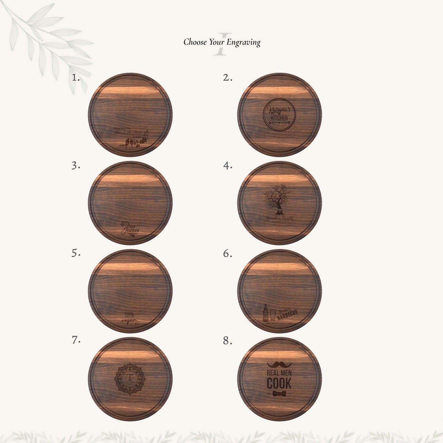 Planche à découper en bois ronde de 10 1/2 pouces