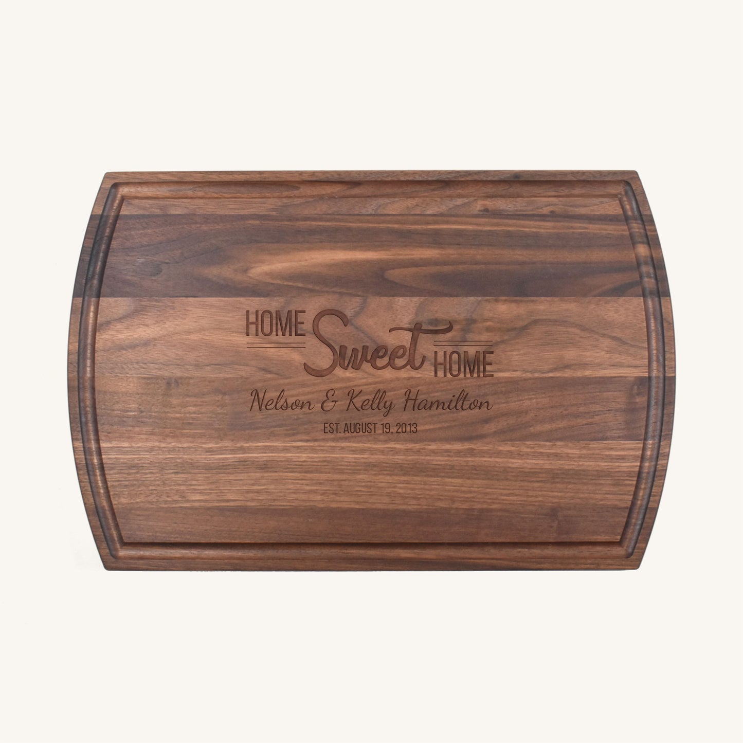 Tabla de cortar de madera grande con ranura para jugo