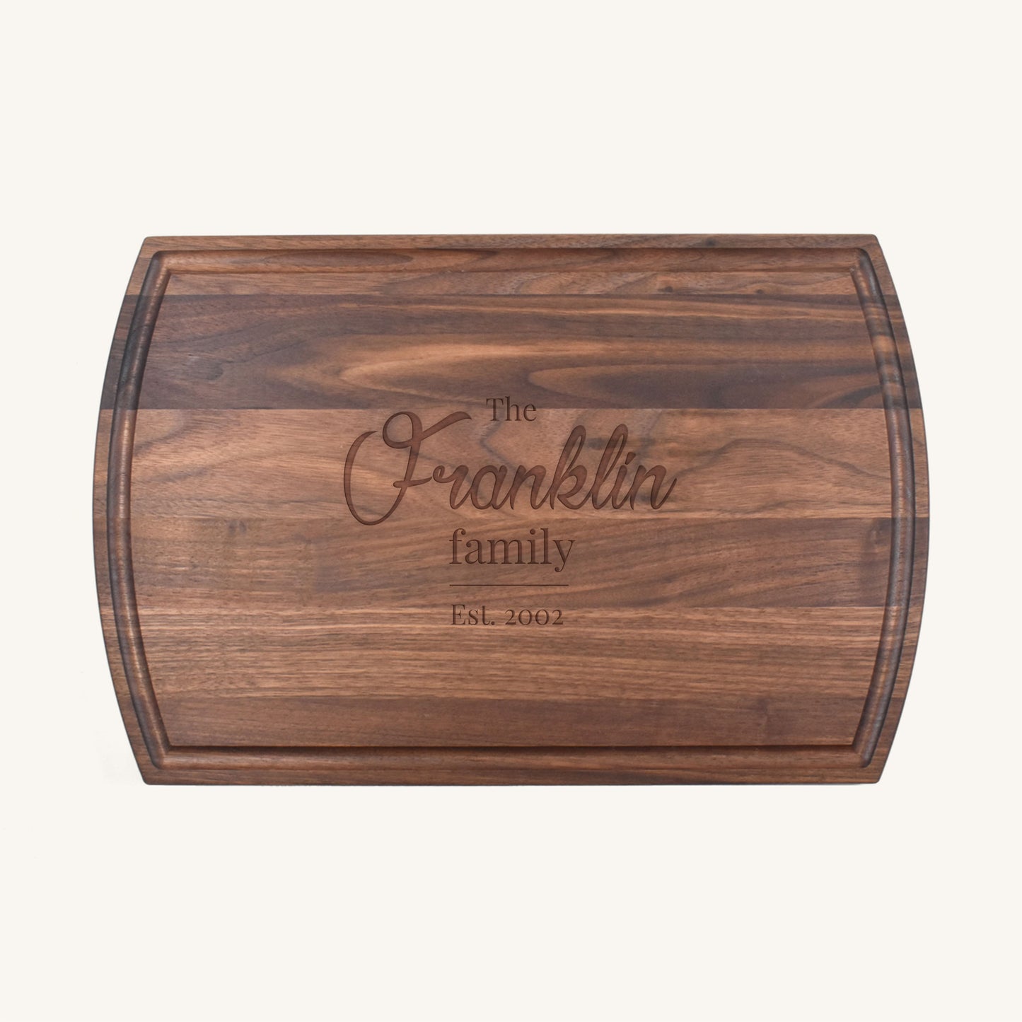 Tabla de cortar de madera grande con ranura para jugo