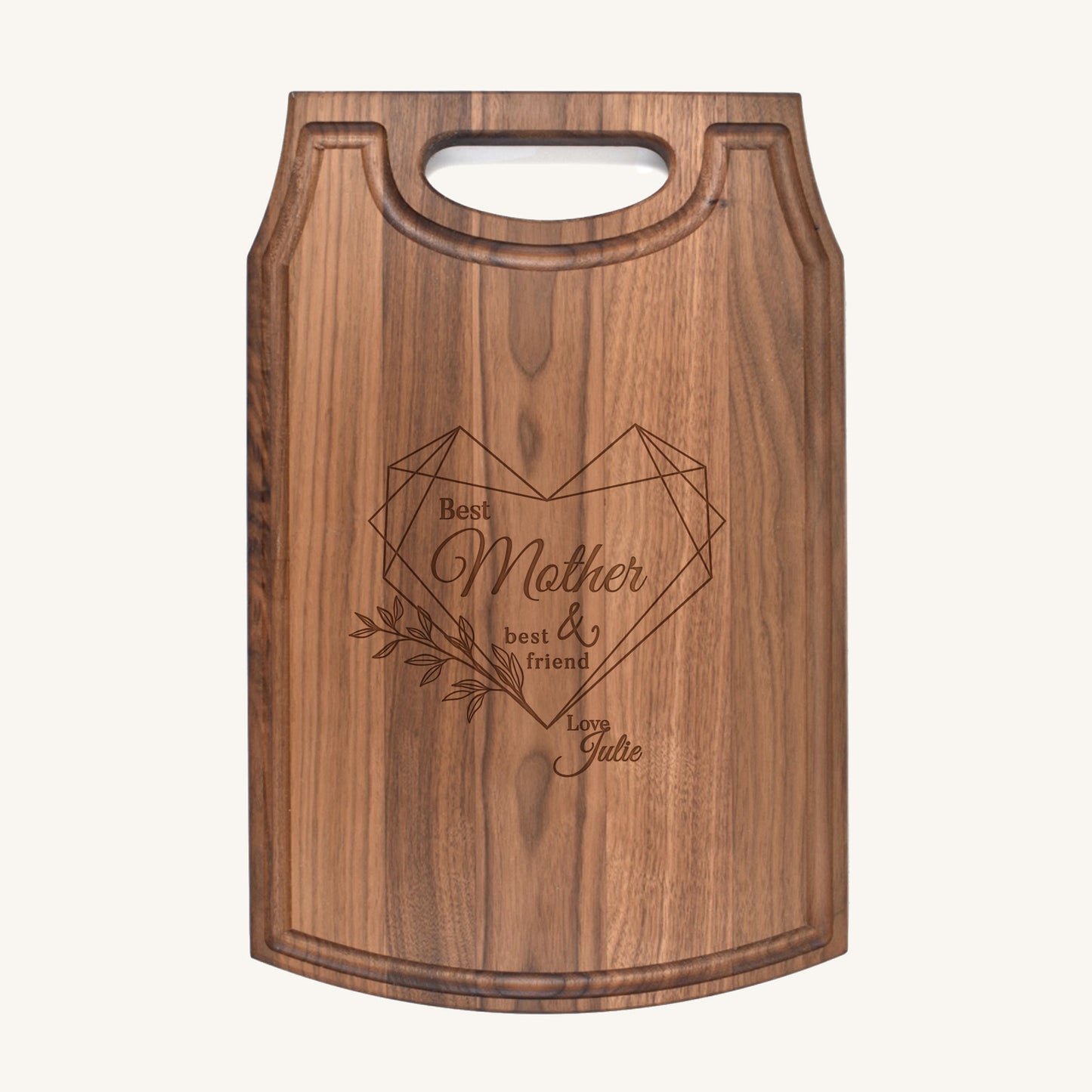 Large Wood Cutting Board with Handle and Mother's Day Designs