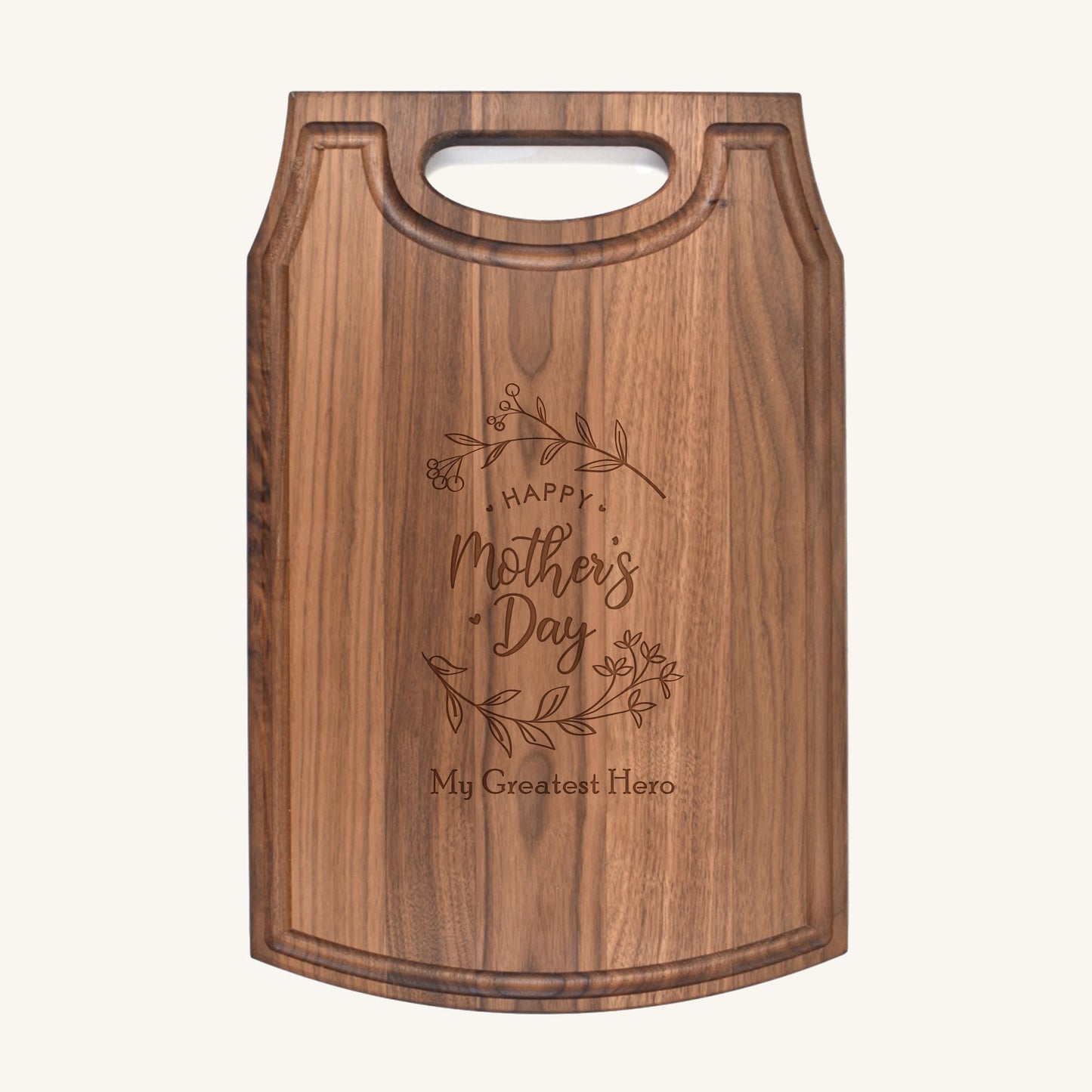 Large Wood Cutting Board with Handle and Mother's Day Designs