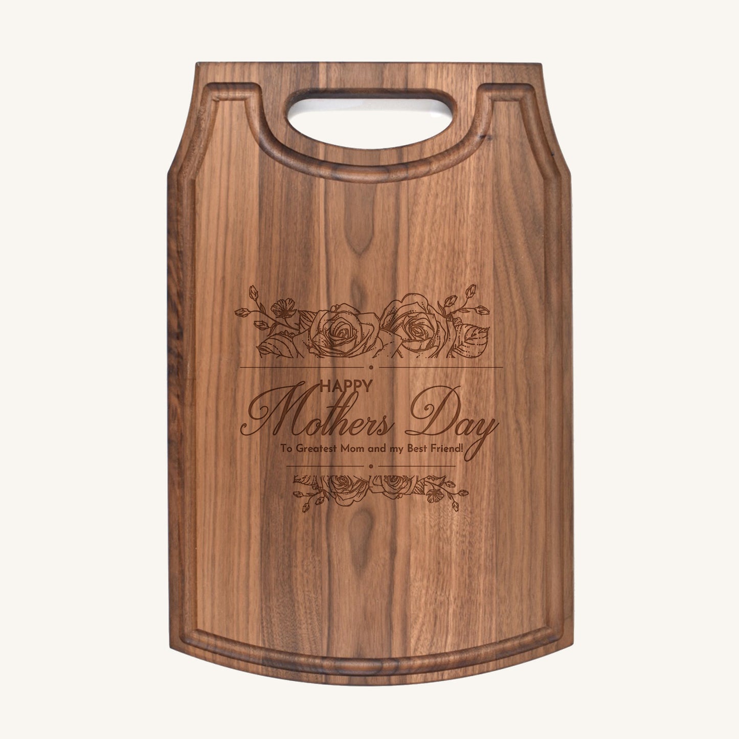 Large Wood Cutting Board with Handle and Mother's Day Designs
