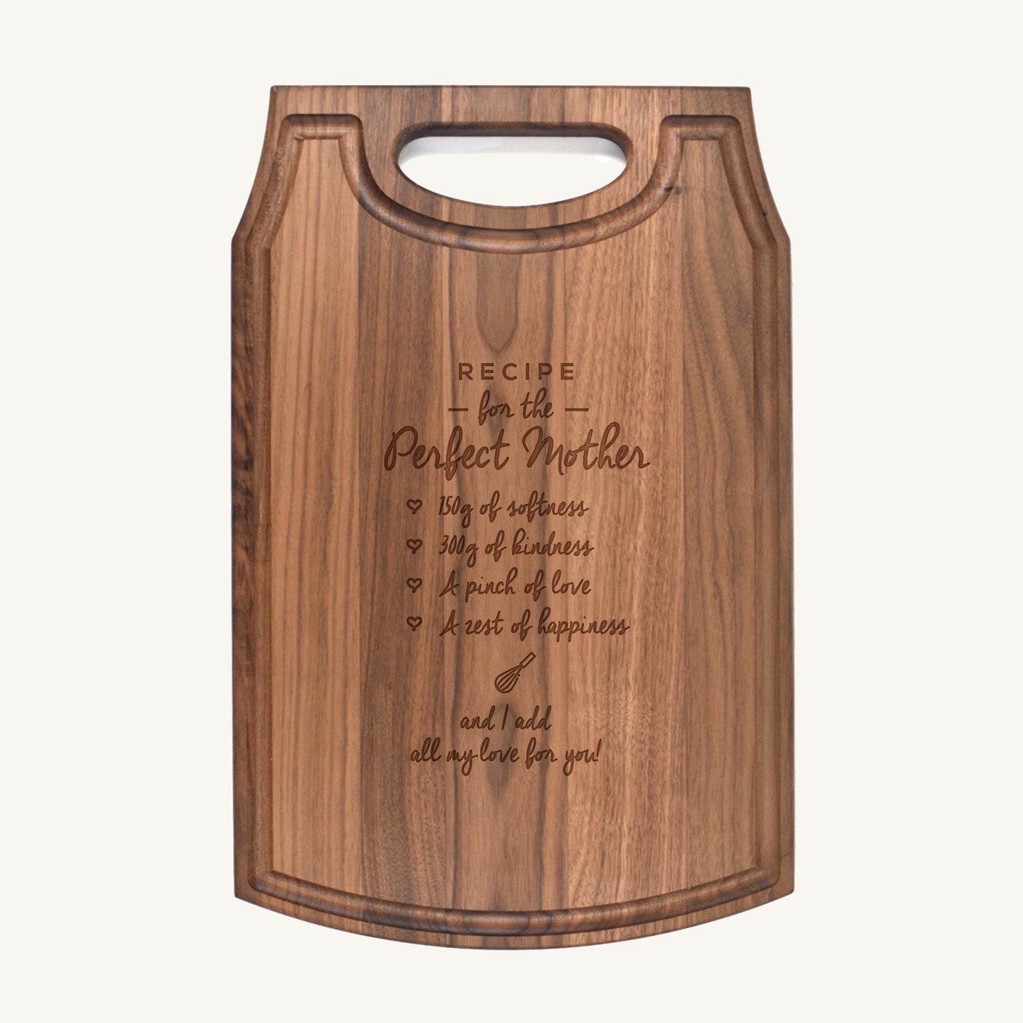 Large Wood Cutting Board with Handle and Mother's Day Designs