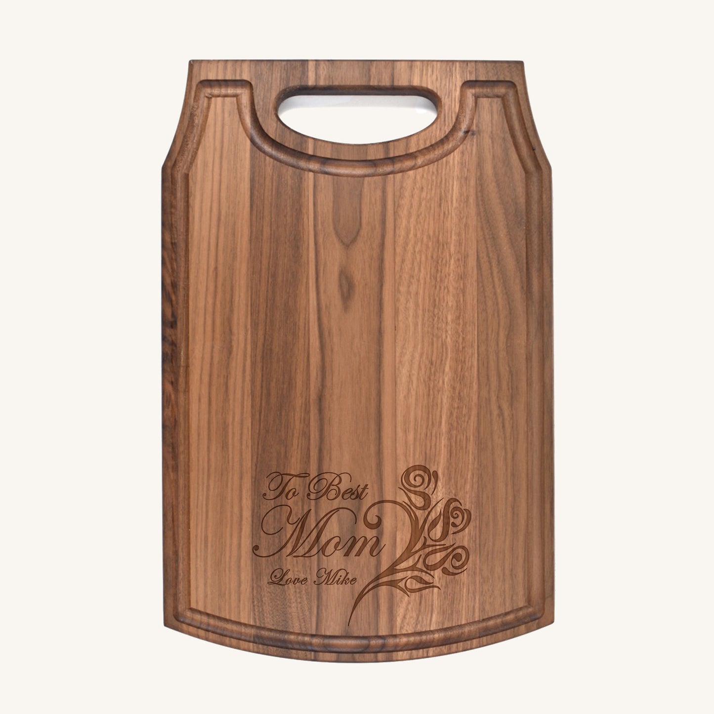 Large Wood Cutting Board with Handle and Mother's Day Designs
