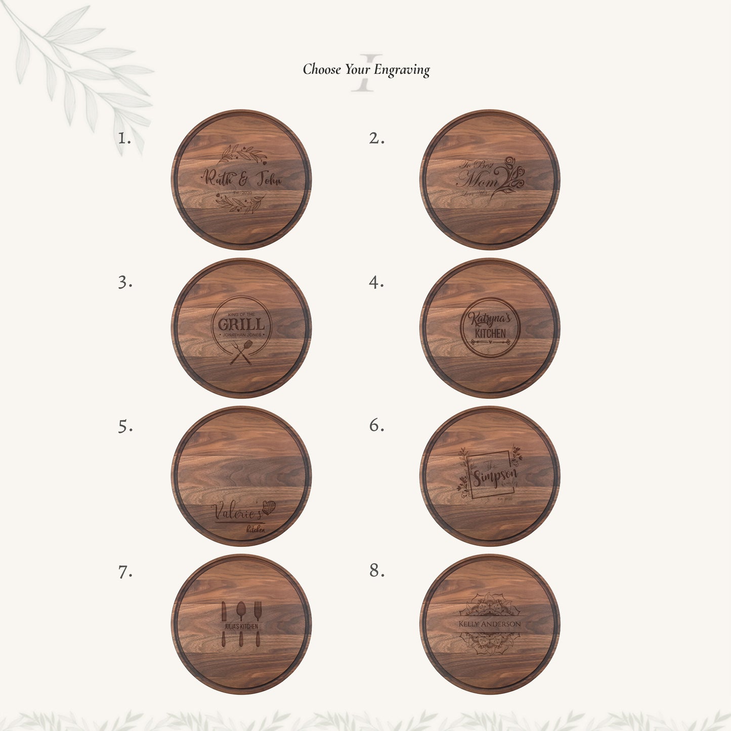 Tabla de cortar de madera redonda de 13 1/2 pulgadas