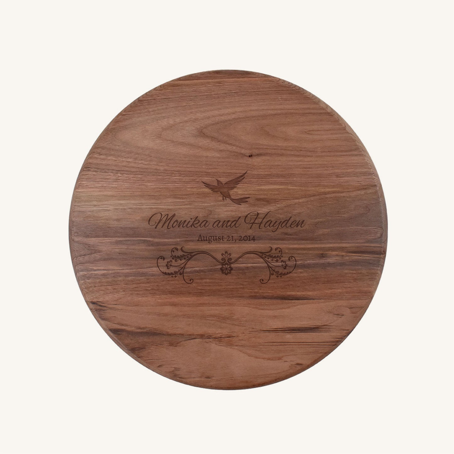 Tabla de cortar de madera redonda de 15 pulgadas