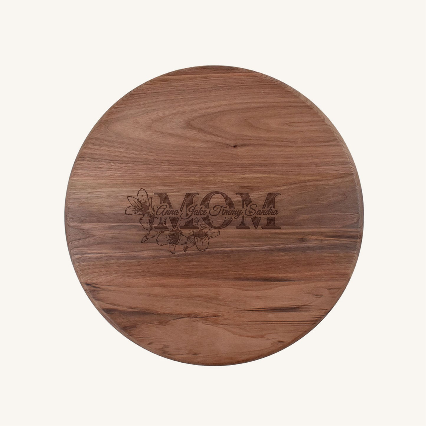 Tabla de cortar de madera redonda de 15 pulgadas