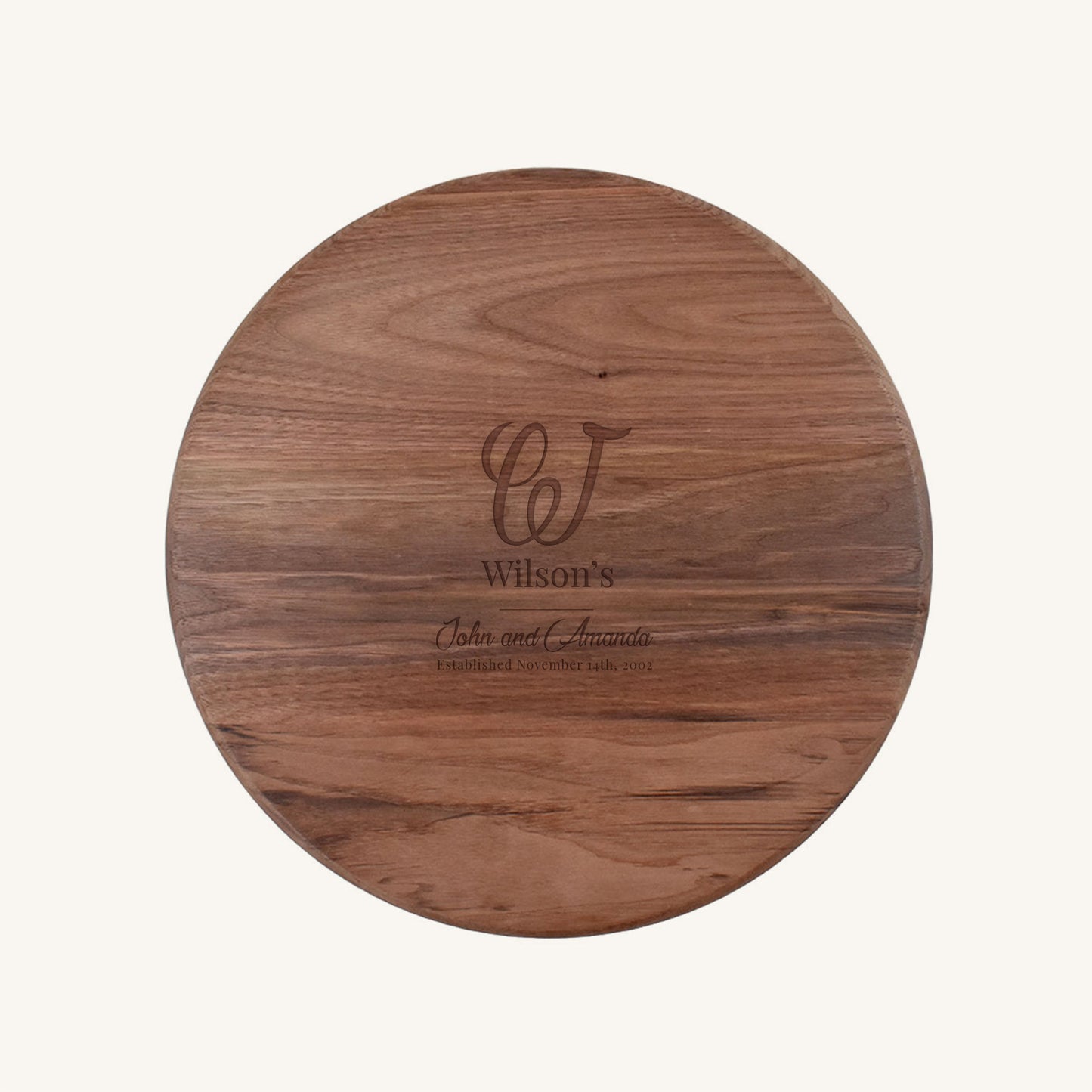 Tabla de cortar de madera redonda de 15 pulgadas