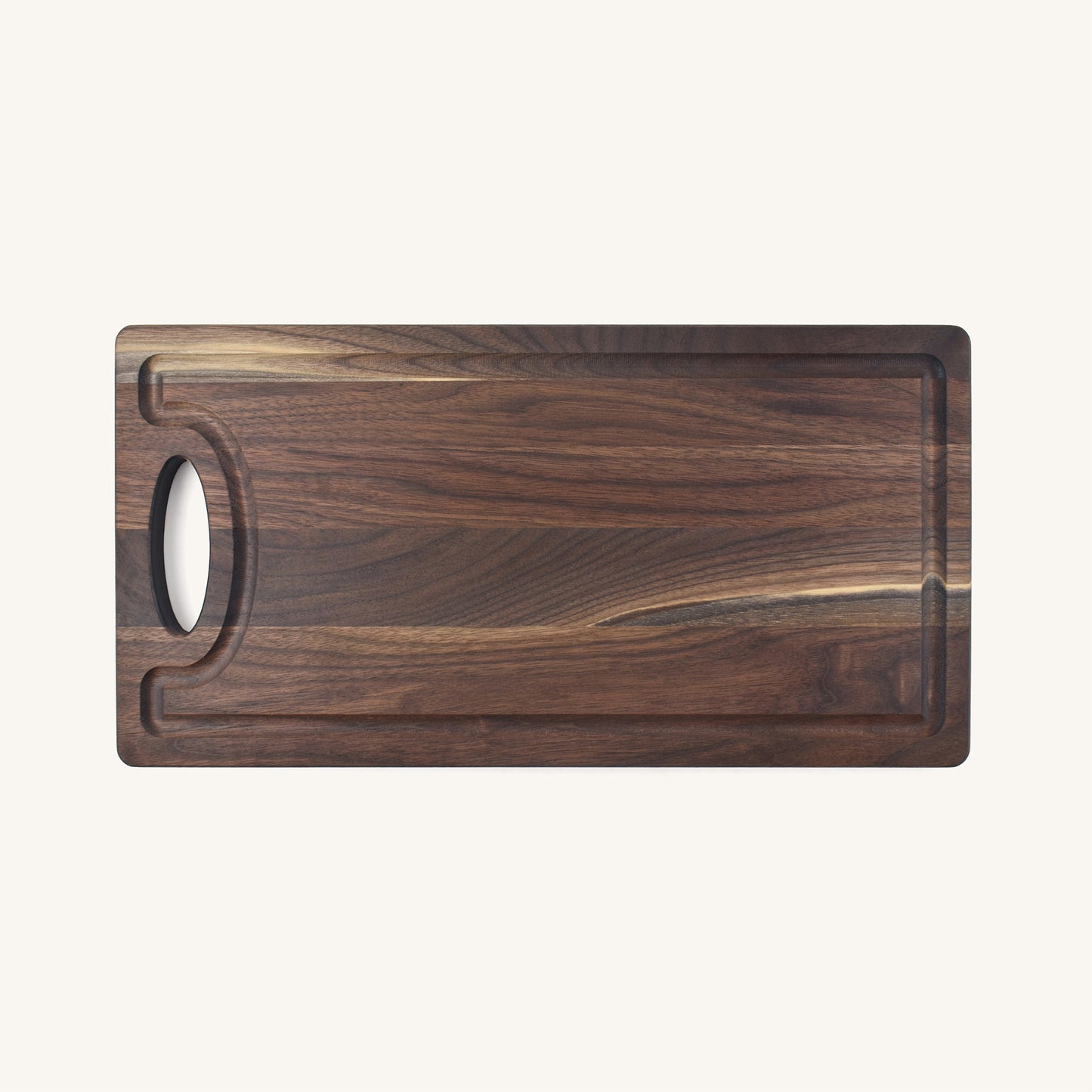 Tabla de cortar de madera mediana con asa