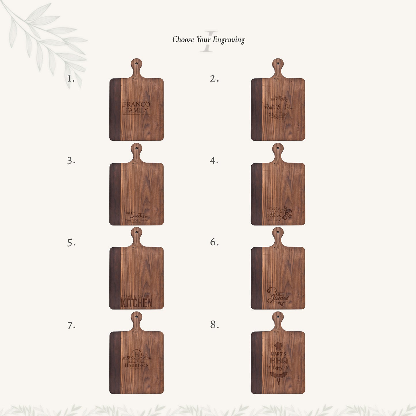 Tabla de cortar de madera con mango redondeado