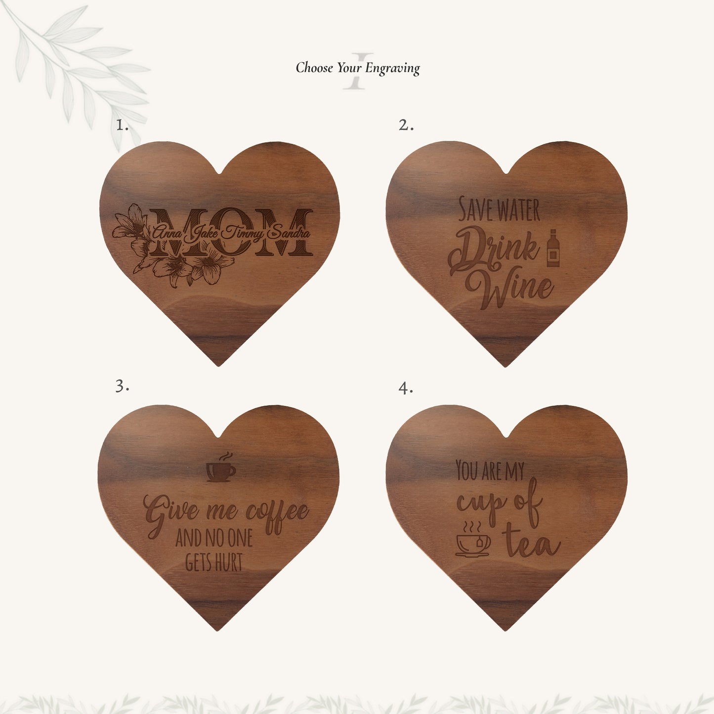 Heart Shaped Coaster (Sets of 4)