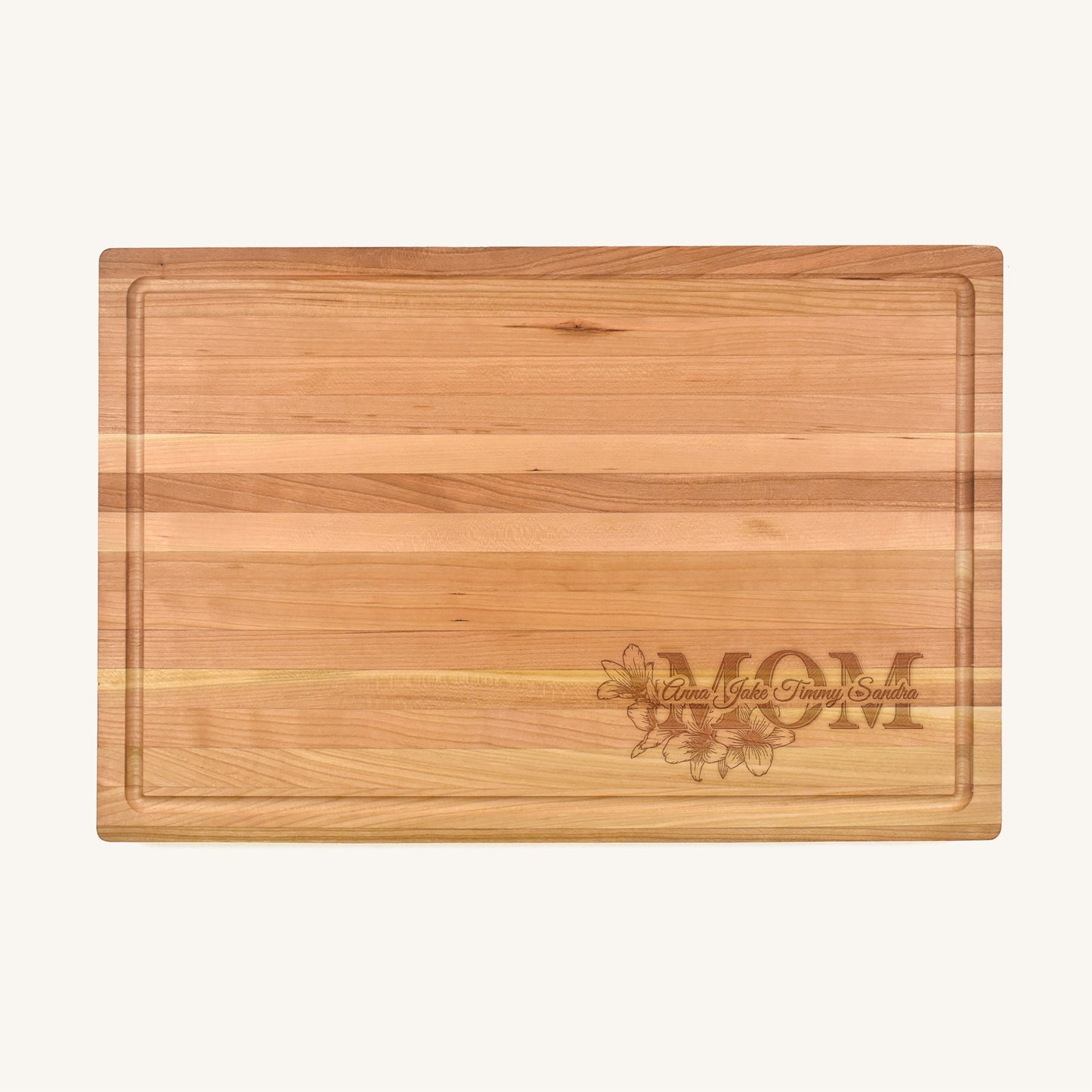 Wood Butcher Block With Mother's Day Designs