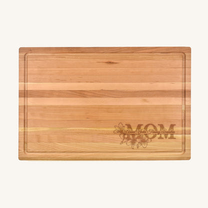Wood Butcher Block With Mother's Day Designs
