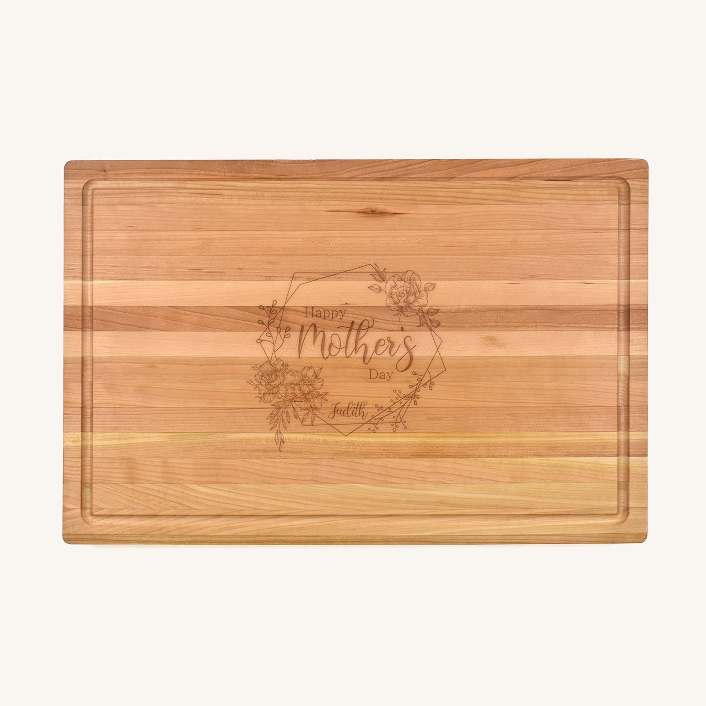 Wood Butcher Block With Mother's Day Designs