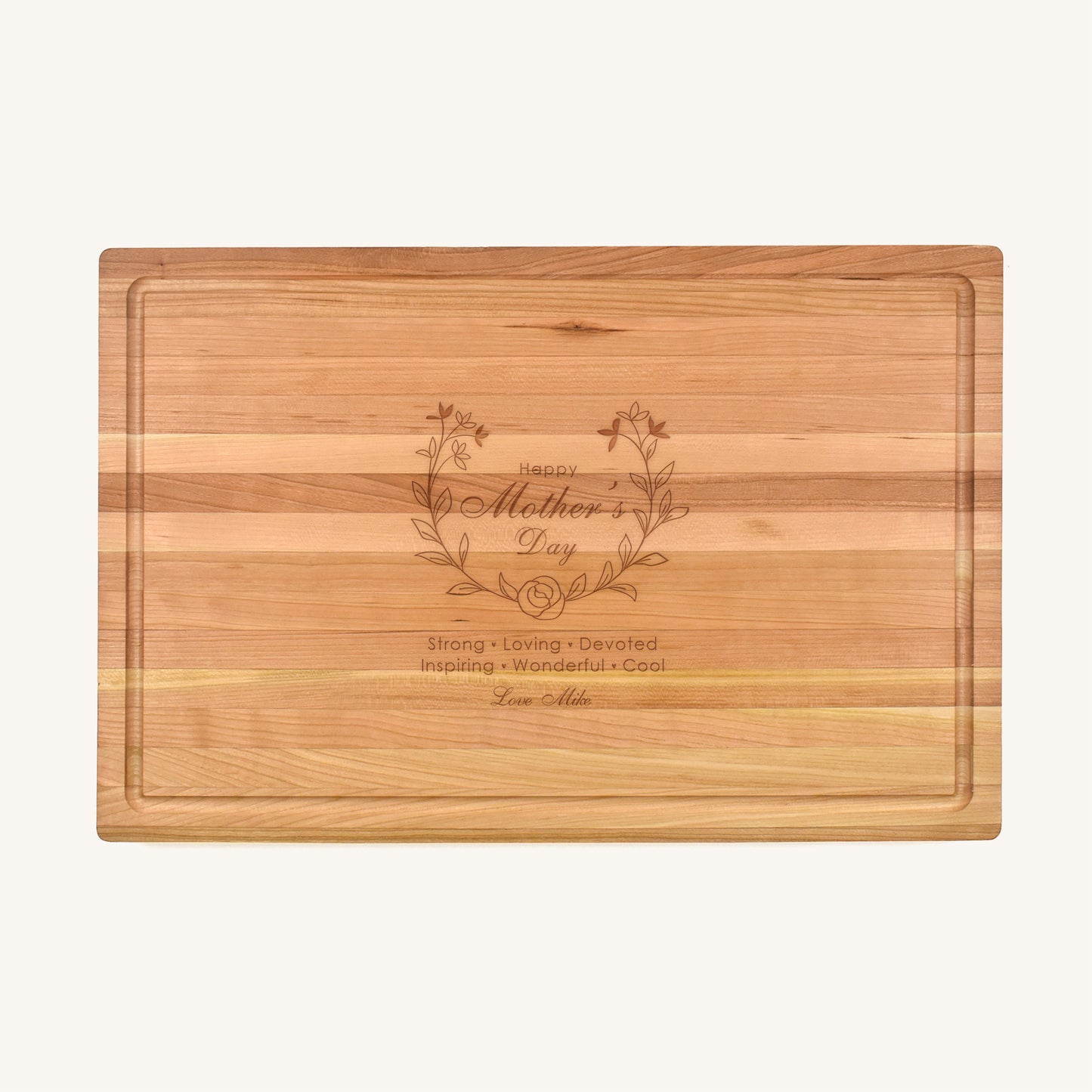 Wood Butcher Block With Mother's Day Designs